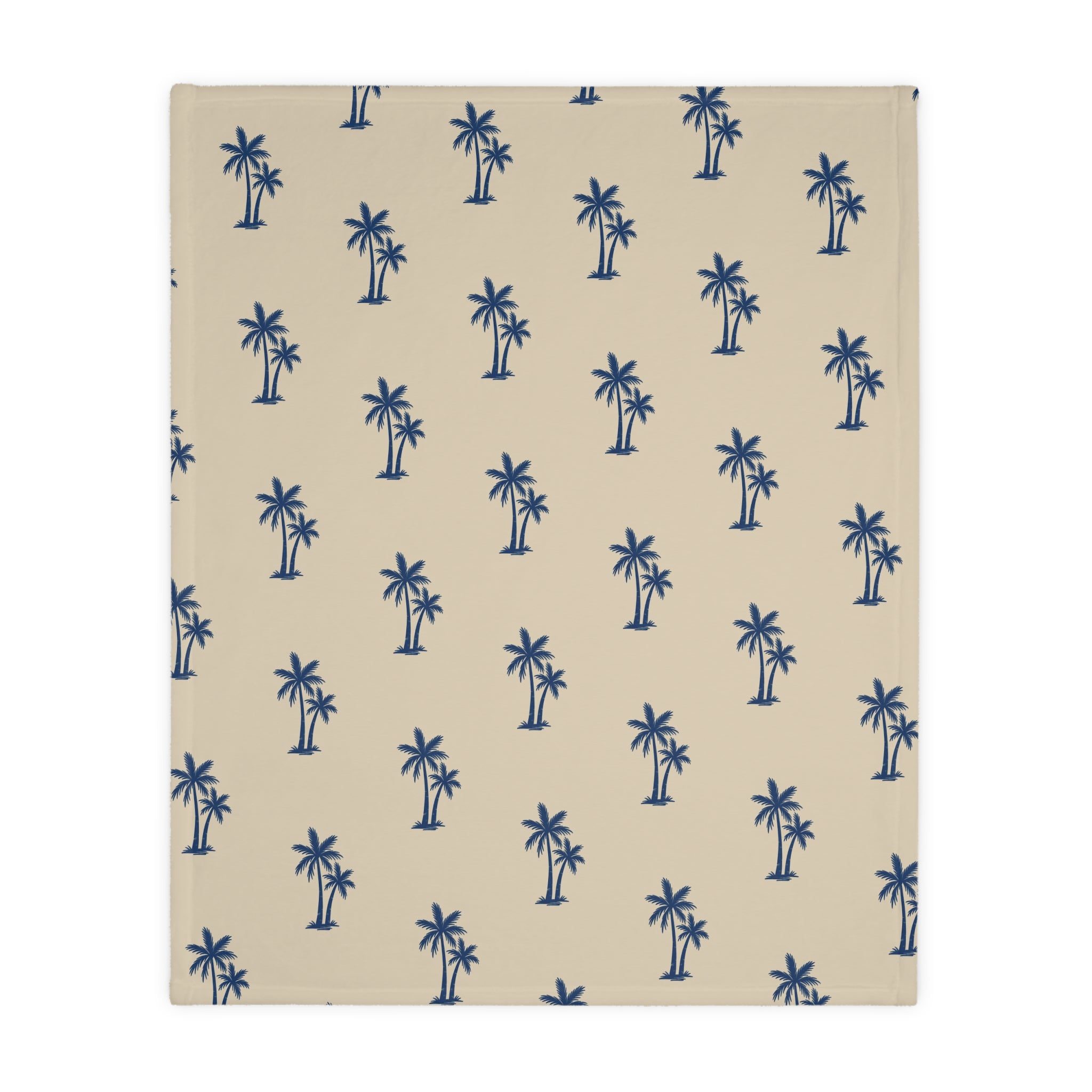 Blue Plaid and Palm Trees Blanket | Reversible Two-Sided Throw