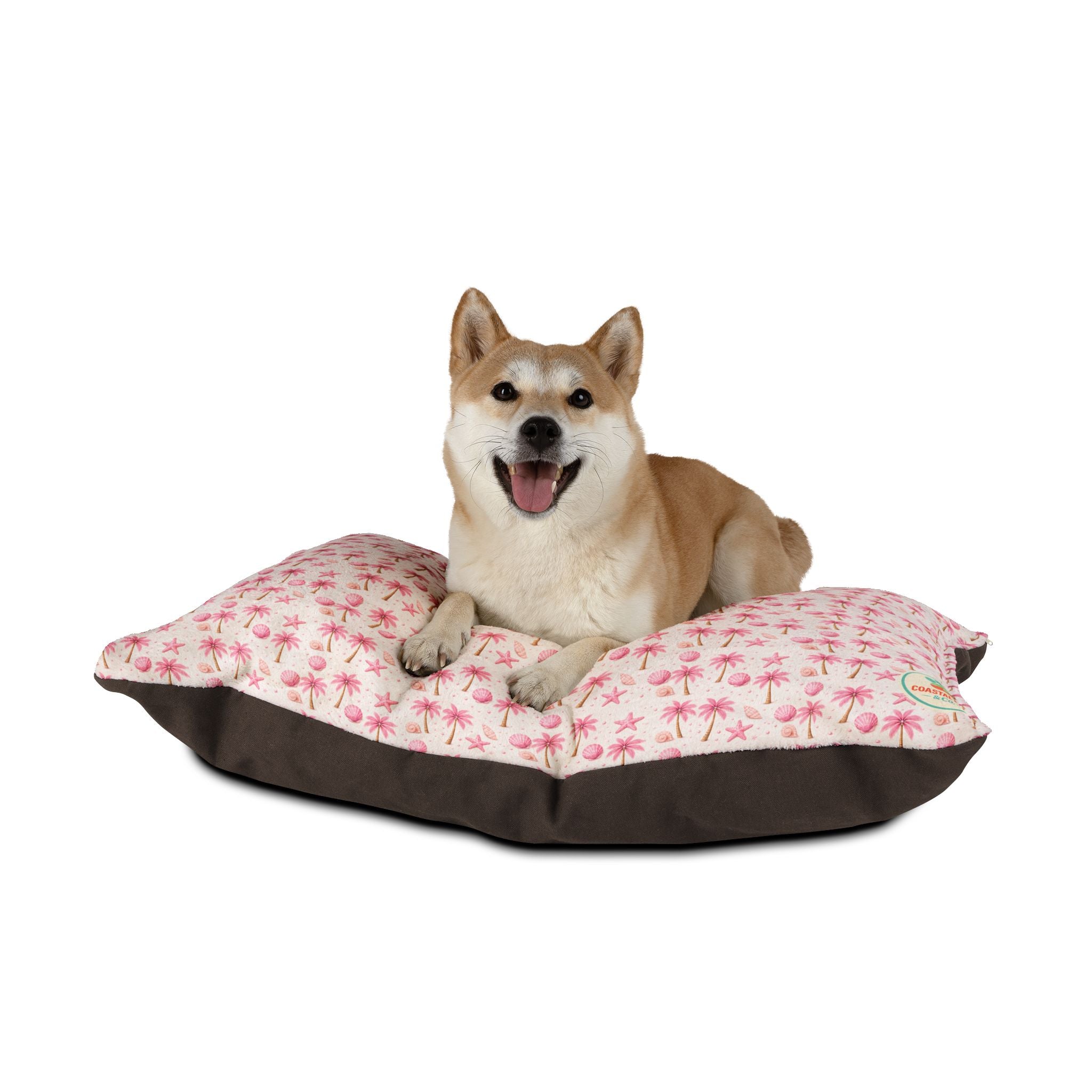 Pink Palm Trees Pattern Pet Bed | Tropical Palm Print Cushion