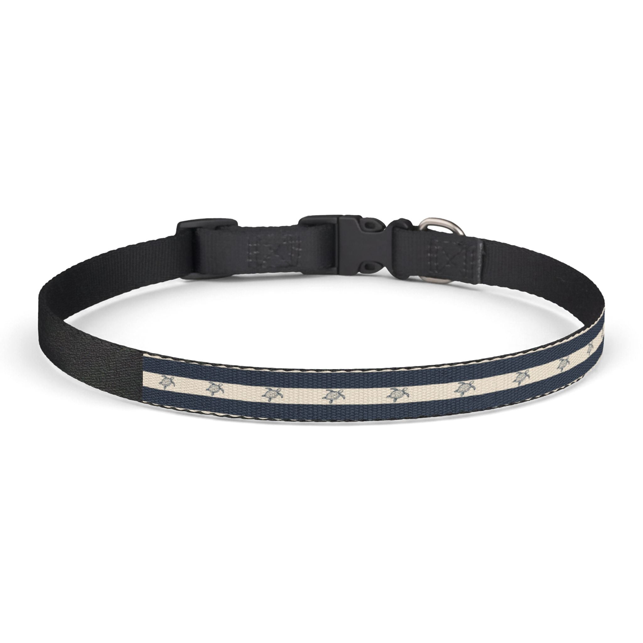 Nautical Turtle Pattern Clip-on Pet Collar | Navy Stripe Collar