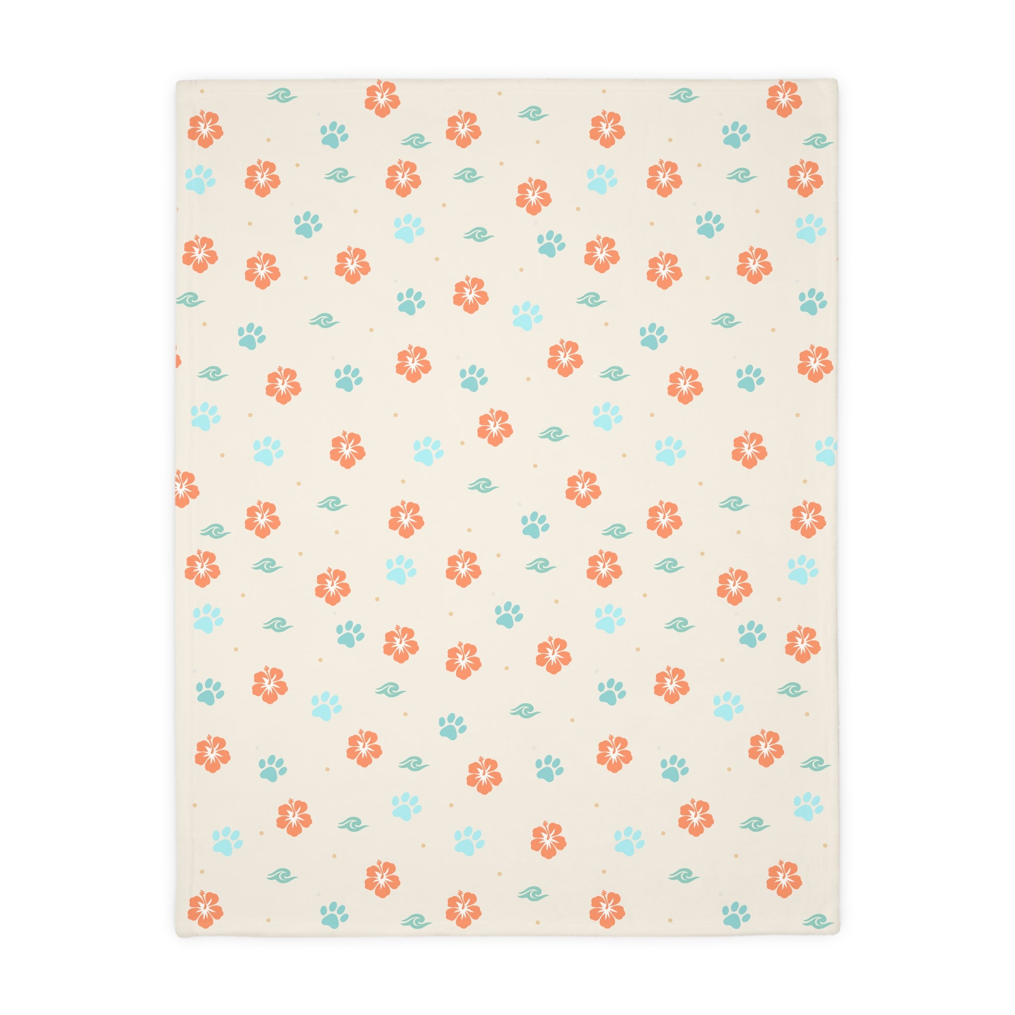Floral Paw Print Blanket Velveteen Microfiber Blanket | Two-Sided Print