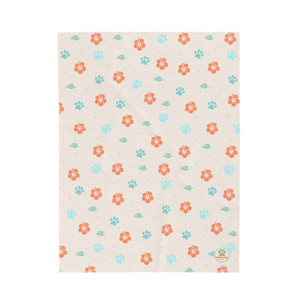 Retro Floral Pattern Velveteen Plush Blanket | Orange Teal Flower Throw