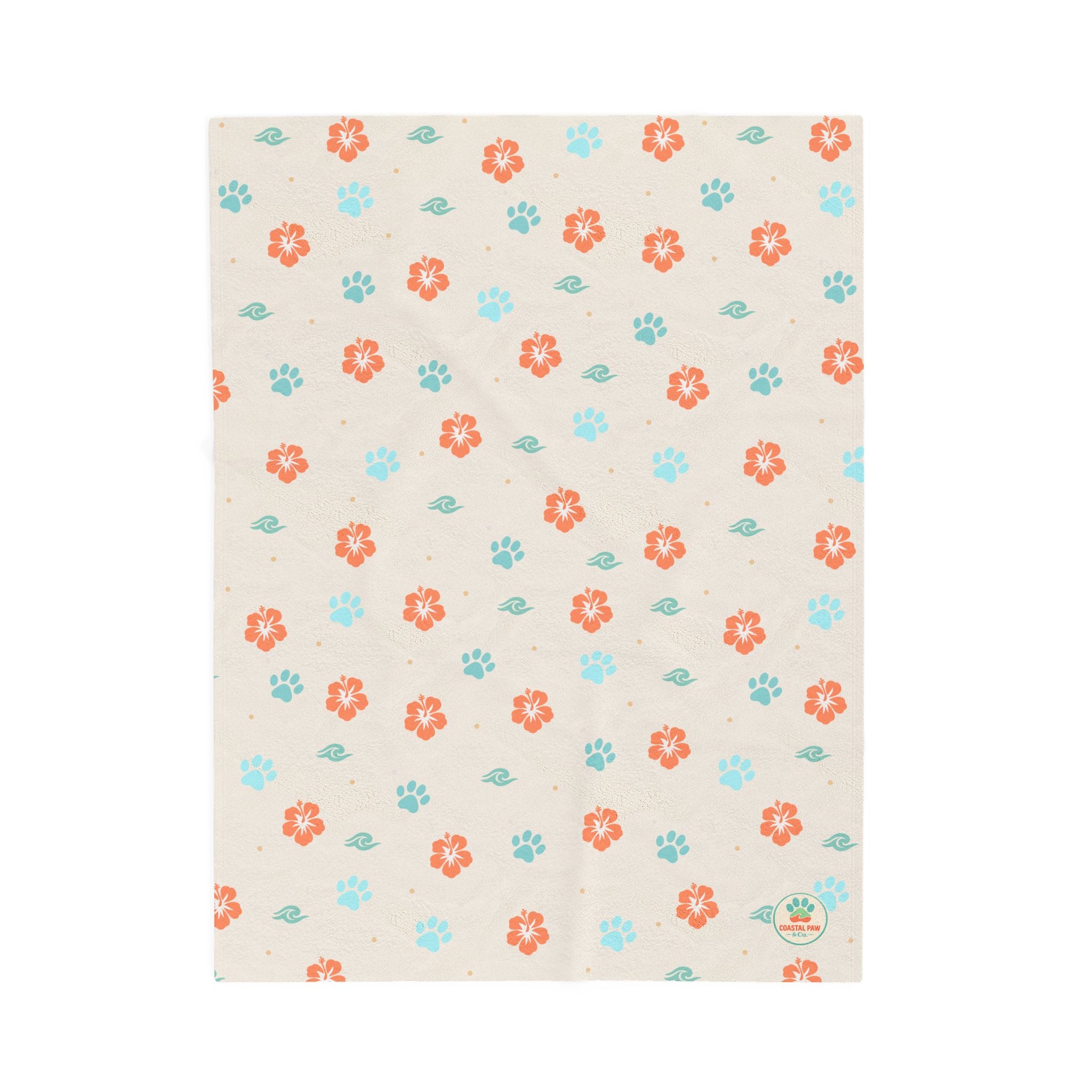 Retro Floral Pattern Velveteen Plush Blanket | Orange Teal Flower Throw
