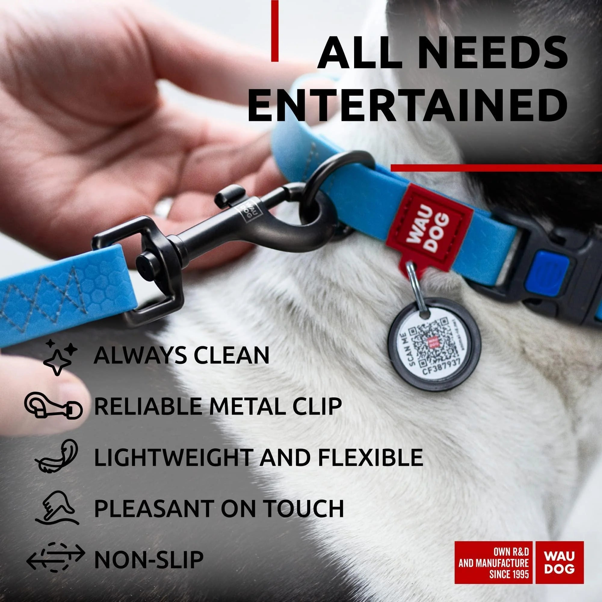 Waterproof Dog Leash 4 Ft X 1 Inch Blue anti Slip Dog Leash 