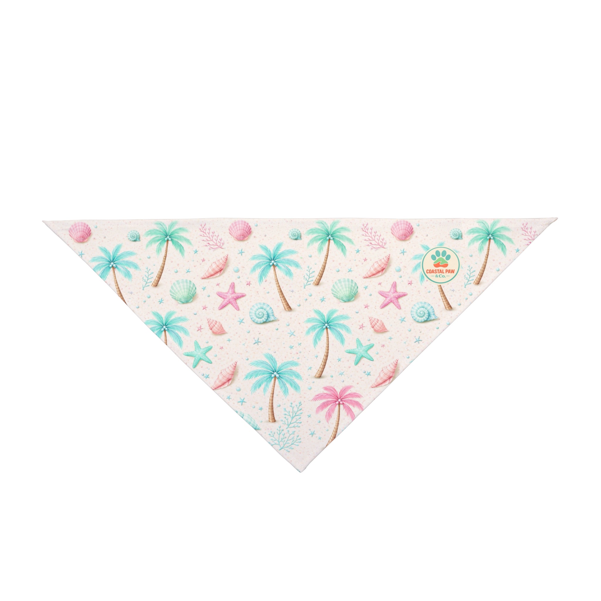 Pastel Beach, Palm Tree, Shells, Pet Bandana | Seashell Starfish Summer Bandana