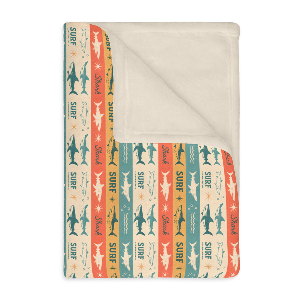 Retro Surf Shark Blanket – Vintage Ocean Pattern Cozy Throw
