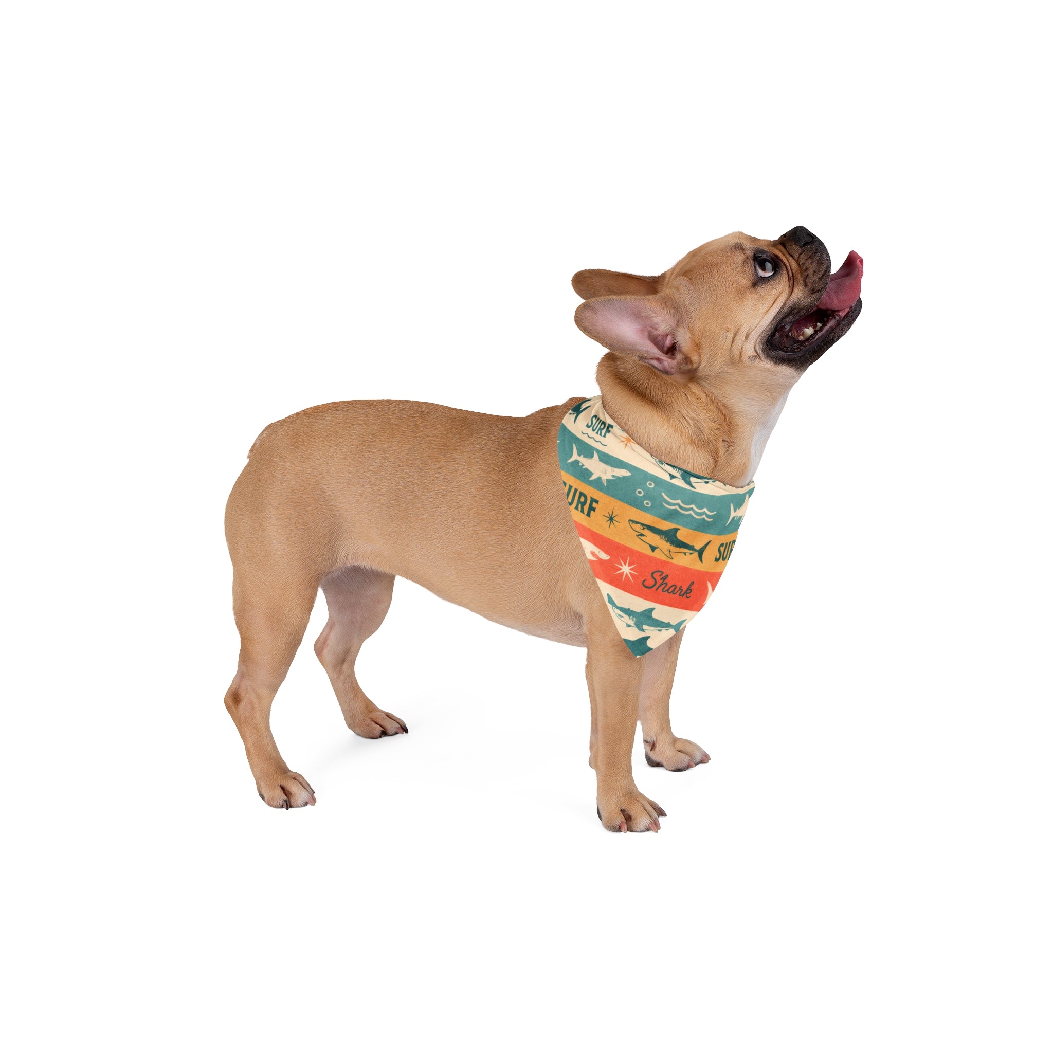 Retro Surf Sharks Pet Bandana | Beach Waves Stripes