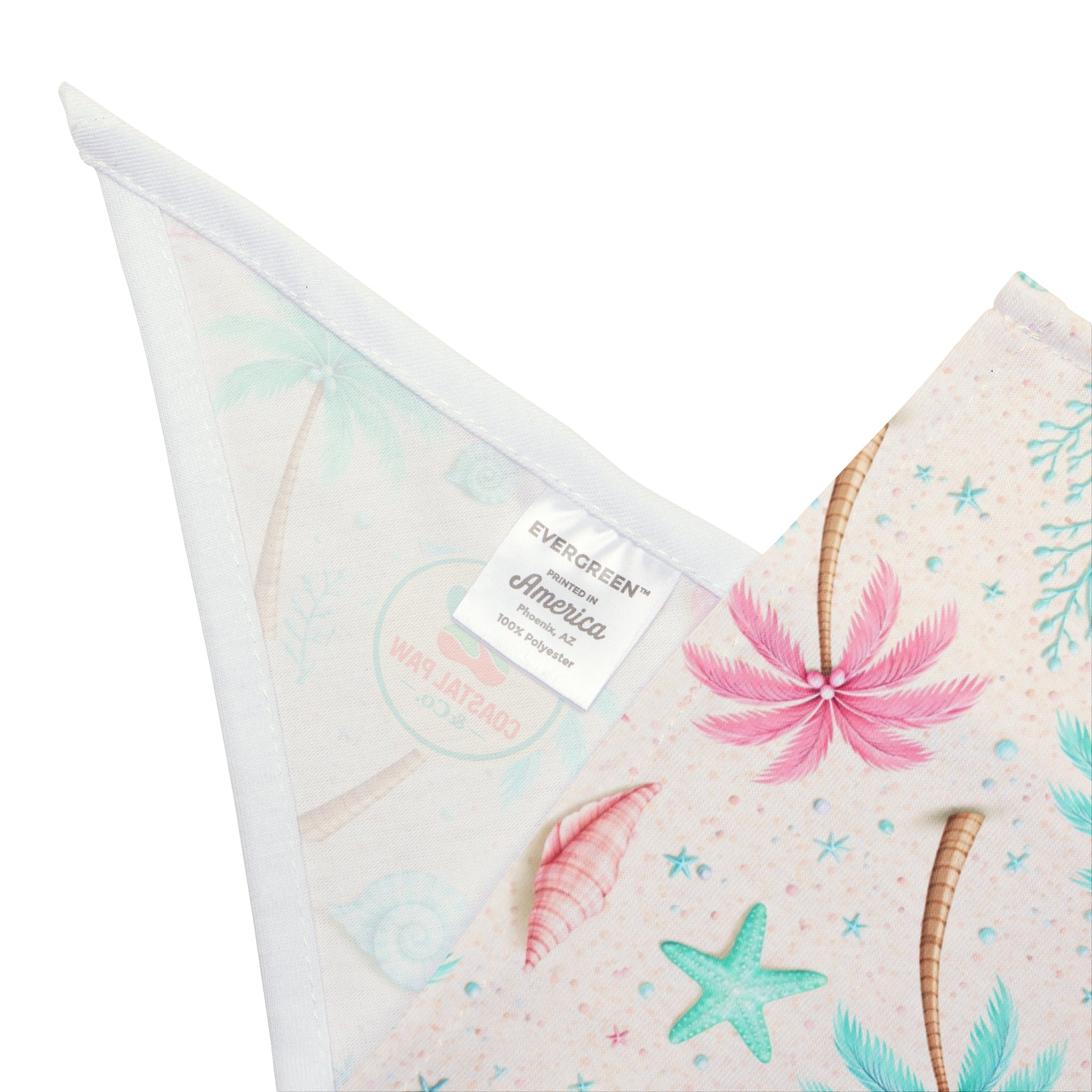 Pastel Beach, Palm Tree, Shells, Pet Bandana | Seashell Starfish Summer Bandana