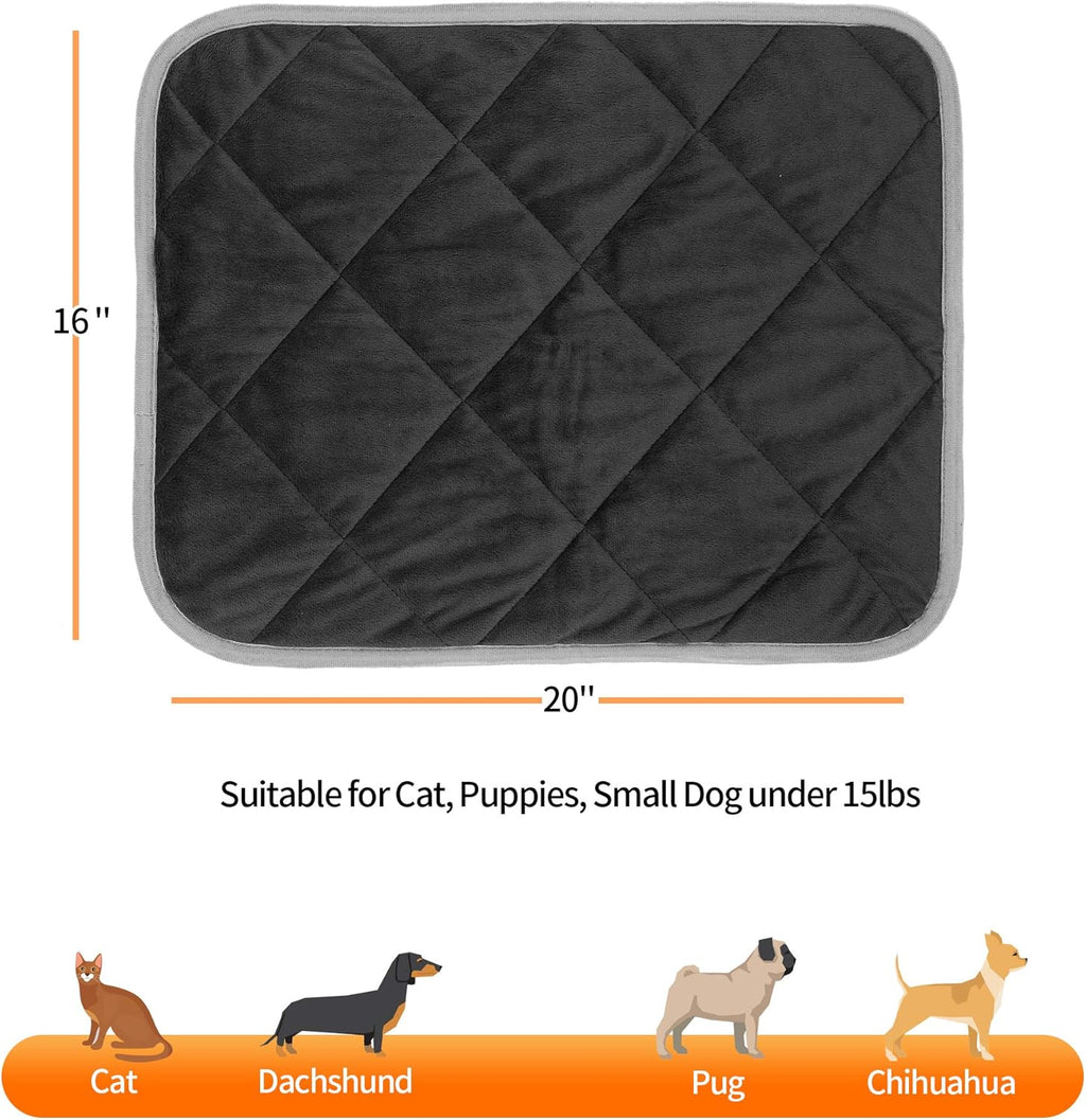 Self Warming Thermal Pet Mat for Dogs and Cats, Body Heat Reflecting Cat Bed Mat, Washable, for Sofa & Crate & Kennel & Car Seat (Obsidian Black, Small (20'' X 16'' X 0.4''))