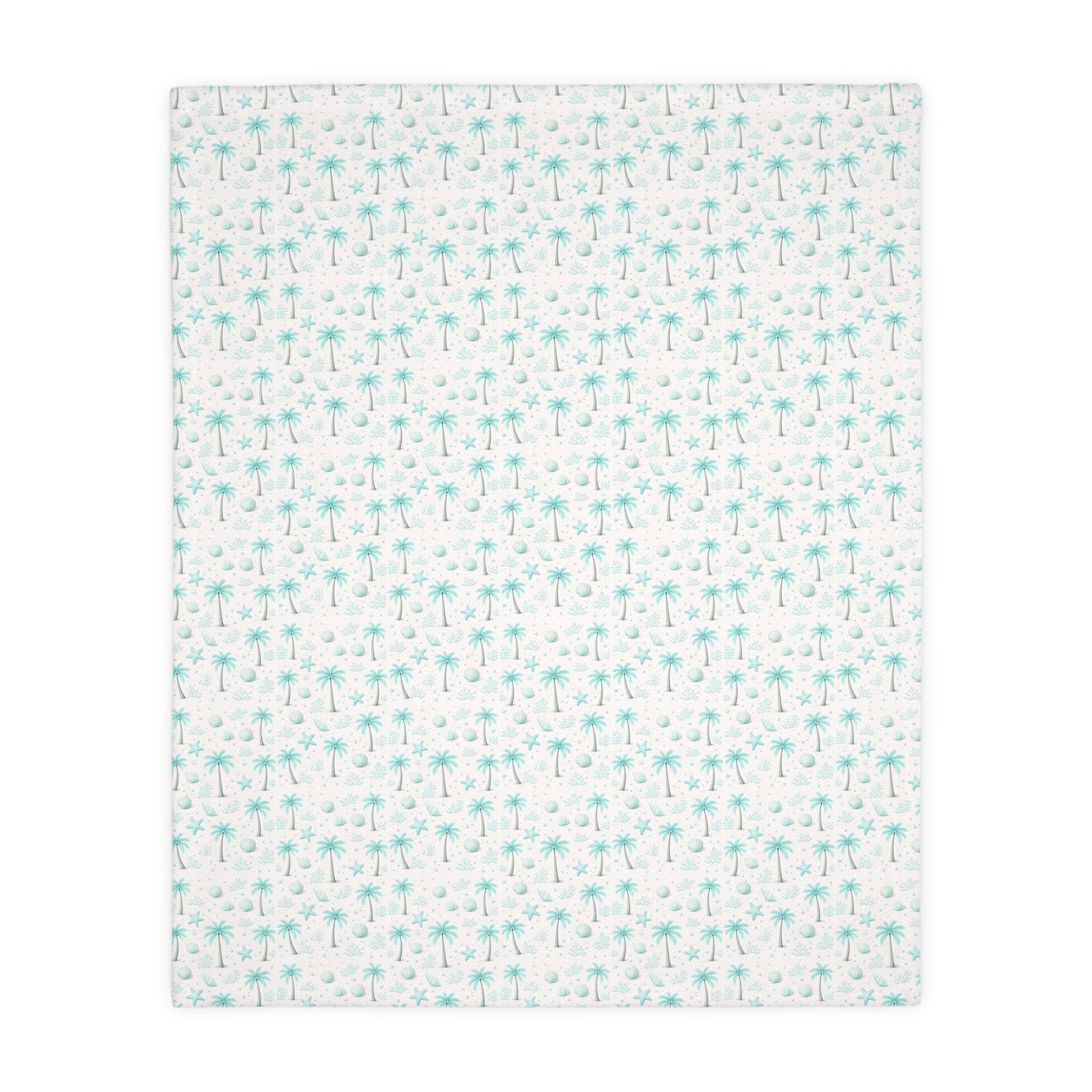 Aqua Palm Trees Pattern Blanket | Velveteen Microfiber Throw
