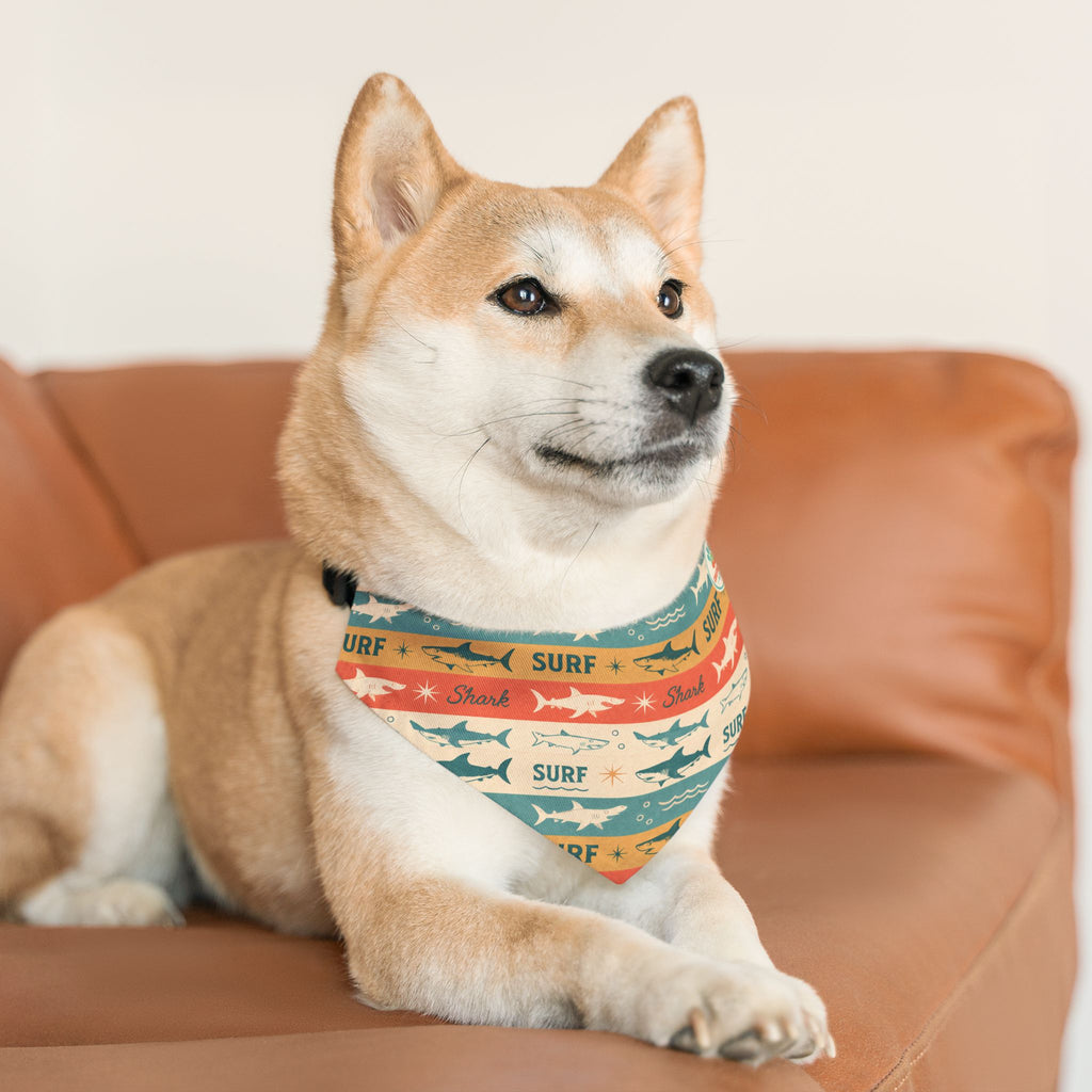 Retro Surf Sharks Pet Bandana Collar