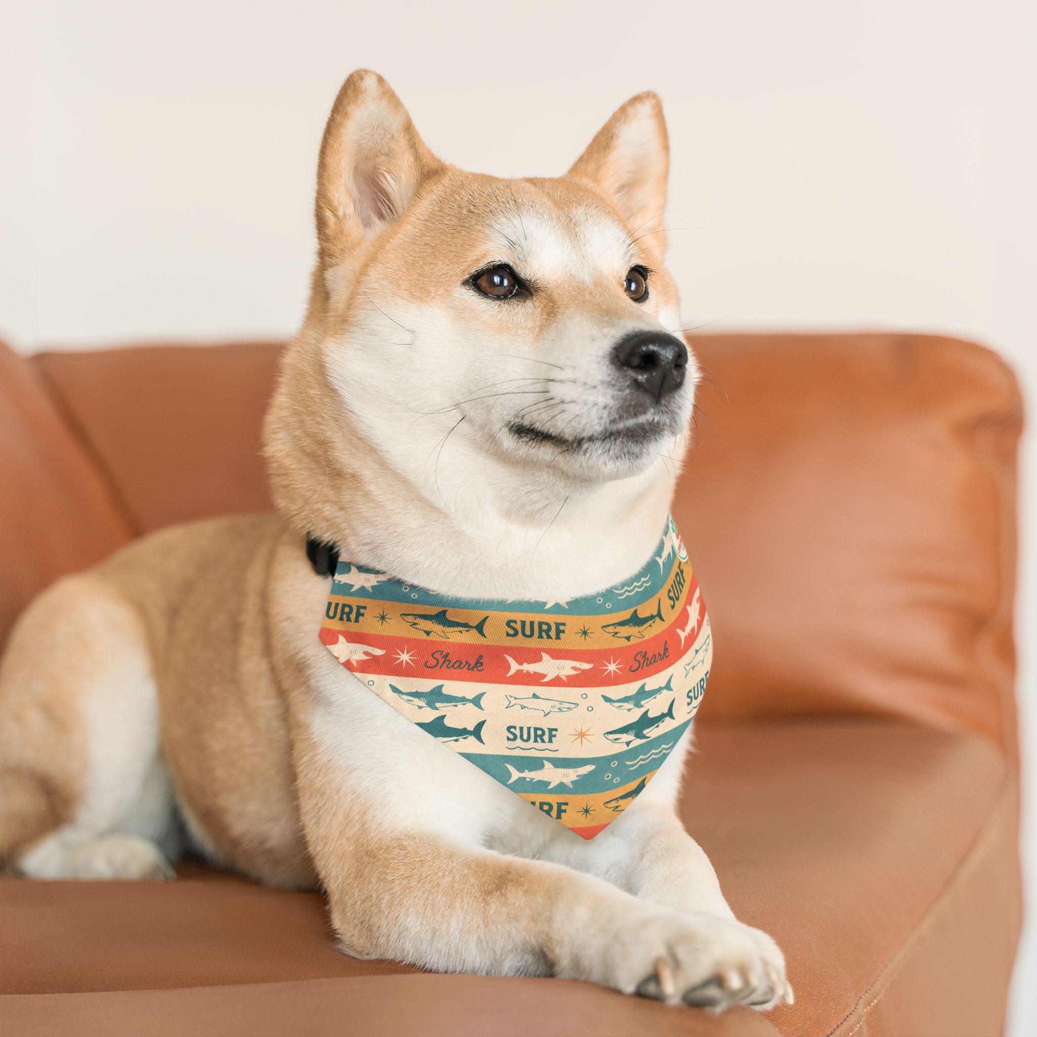 Retro Surf Sharks Pet Bandana Collar