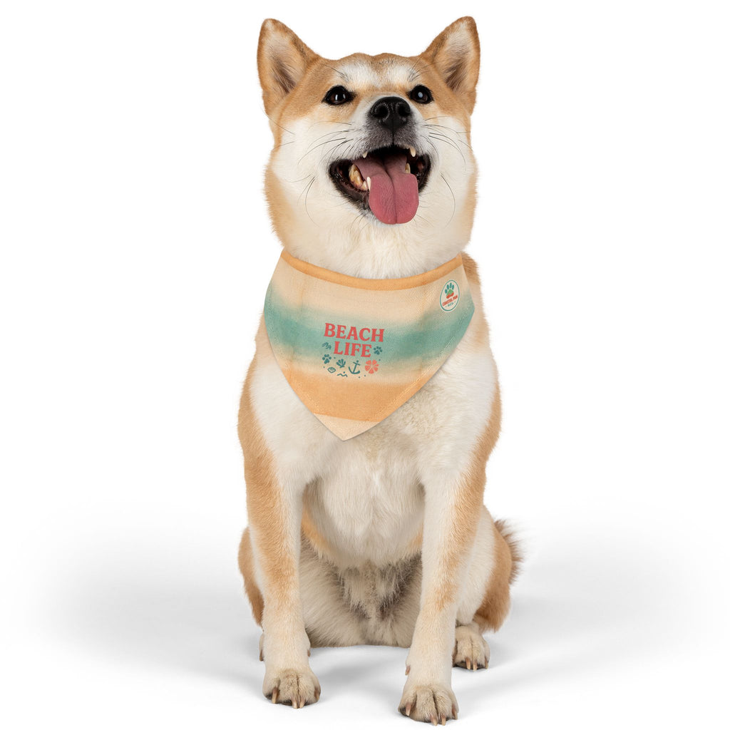 Beach Life Pet Bandana Collar | Coastal Anchor Paw Print