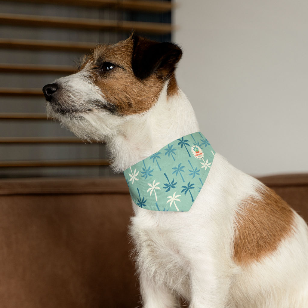Teal Palm Tree Pattern Pet Bandana Collar | Tropical Dog Bandana