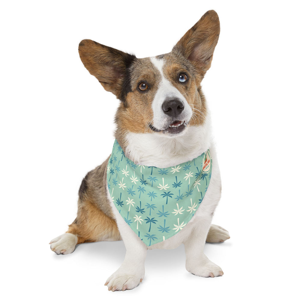 Teal Palm Tree Pattern Pet Bandana Collar | Tropical Dog Bandana