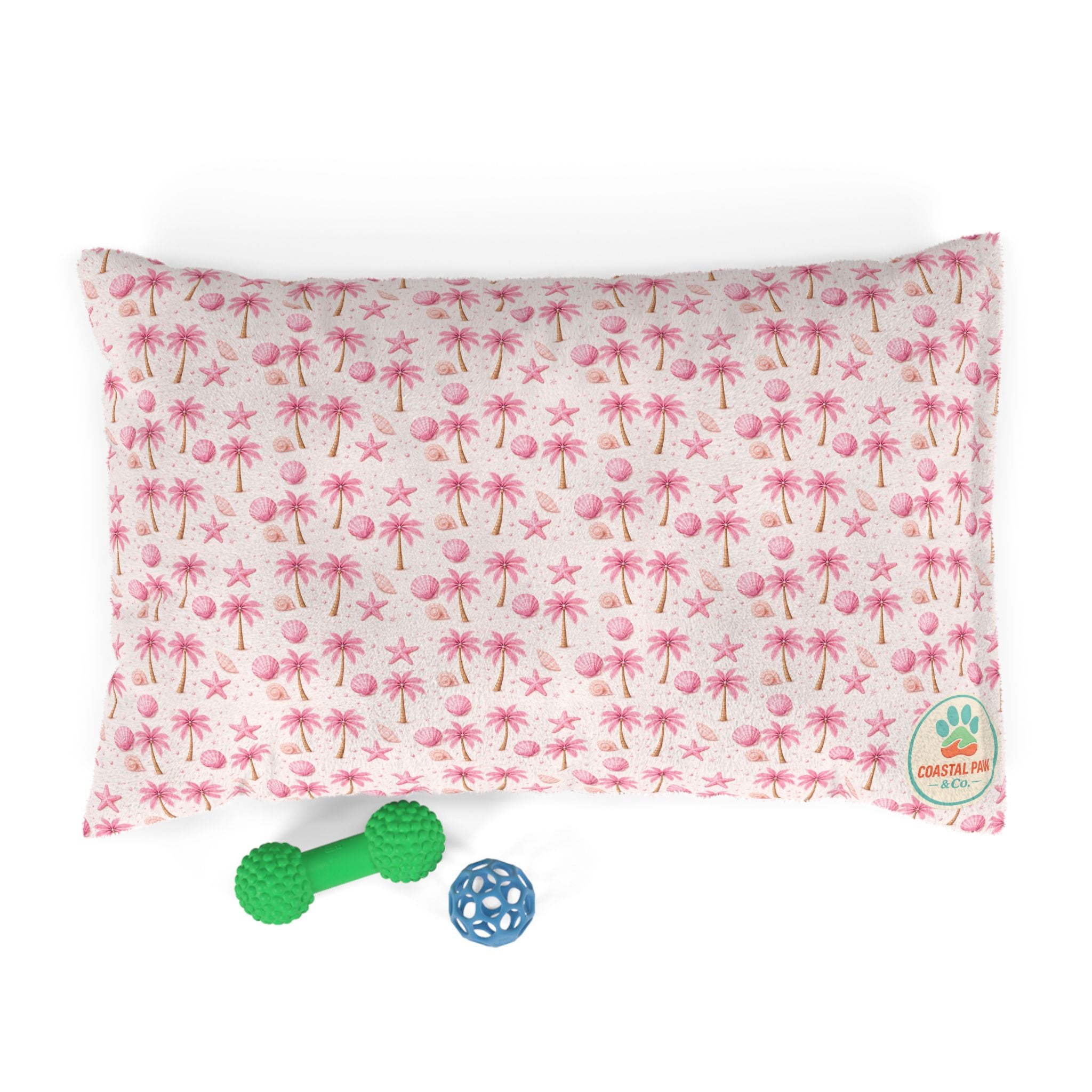Pink Palm Trees Pattern Pet Bed | Tropical Palm Print Cushion