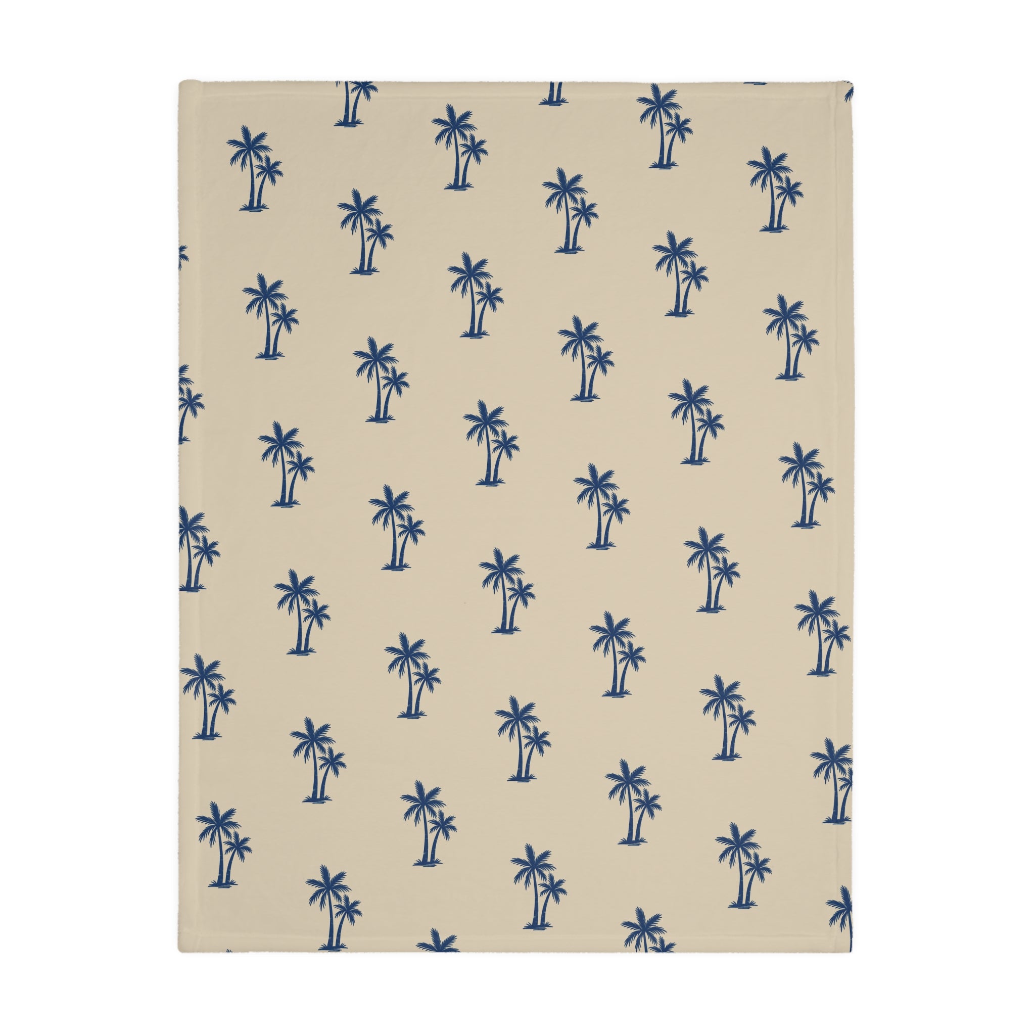 Blue Plaid and Palm Trees Blanket | Reversible Two-Sided Throw