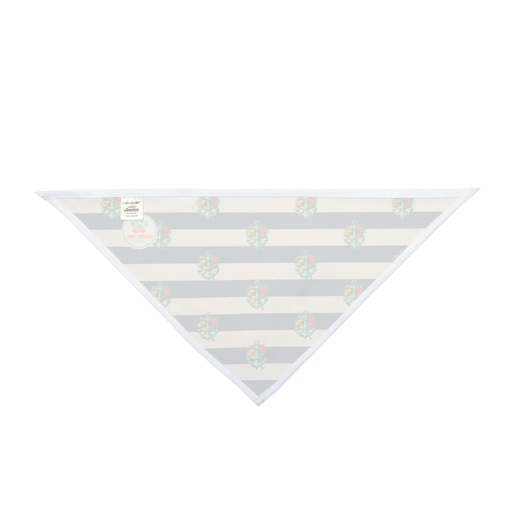 Nautical Anchor Floral Stripe Pet Bandana | Blue White Striped Dog Bandana