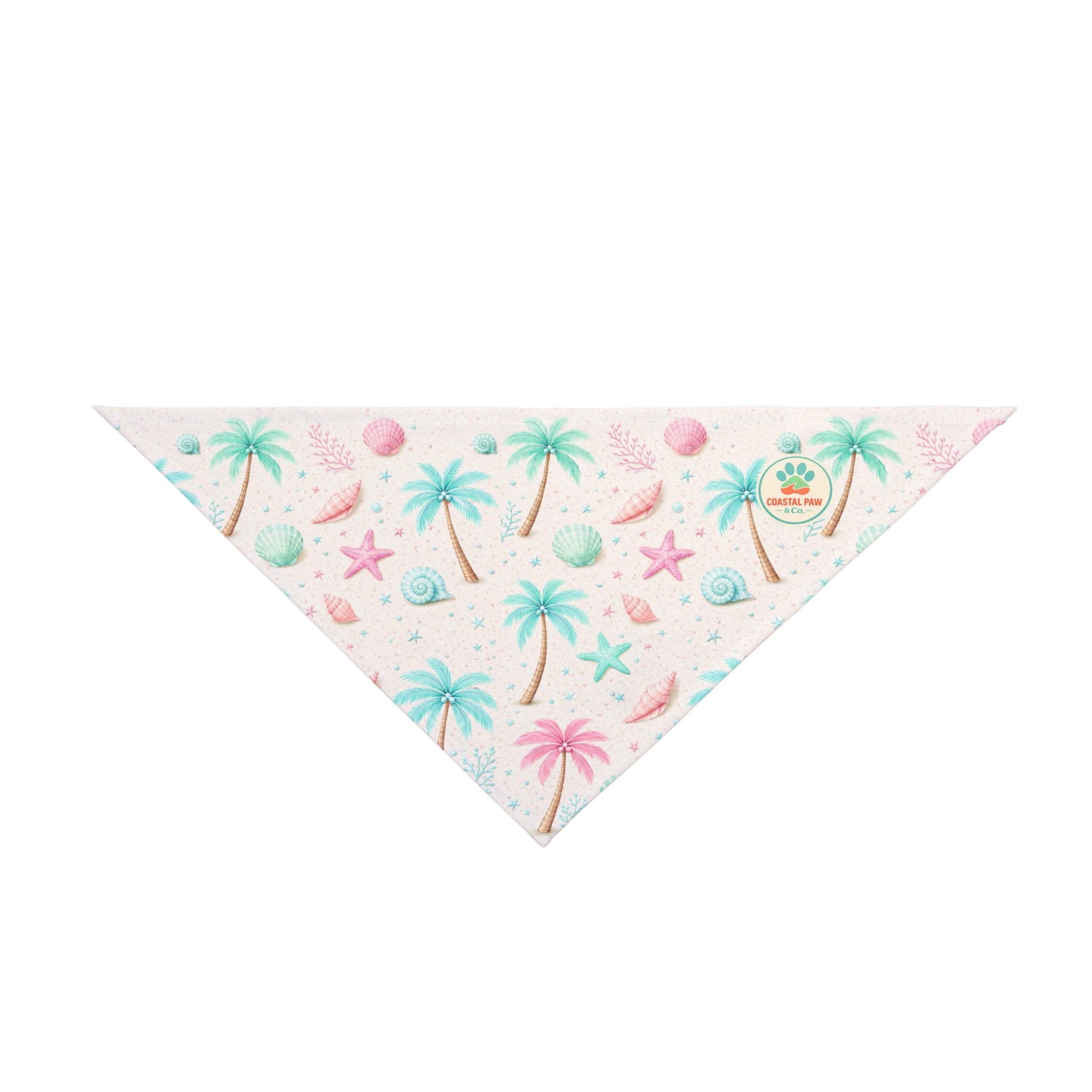 Pastel Beach, Palm Tree, Shells, Pet Bandana | Seashell Starfish Summer Bandana