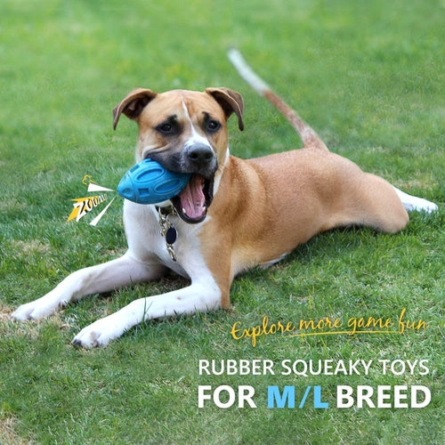 Soft & Durable Rubber Rugby Dog Ball With Squeaker - Coastal Paw & Co
