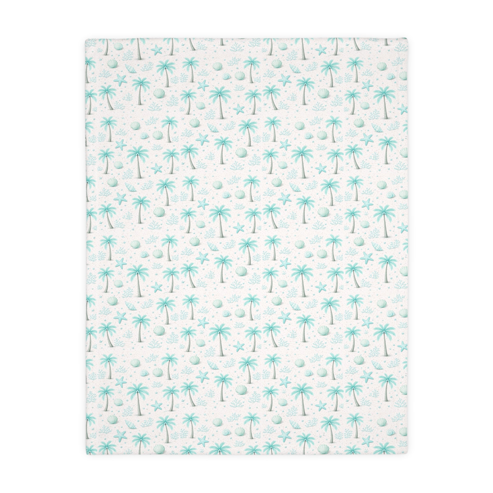 Aqua Palm Trees Pattern Blanket | Velveteen Microfiber Throw