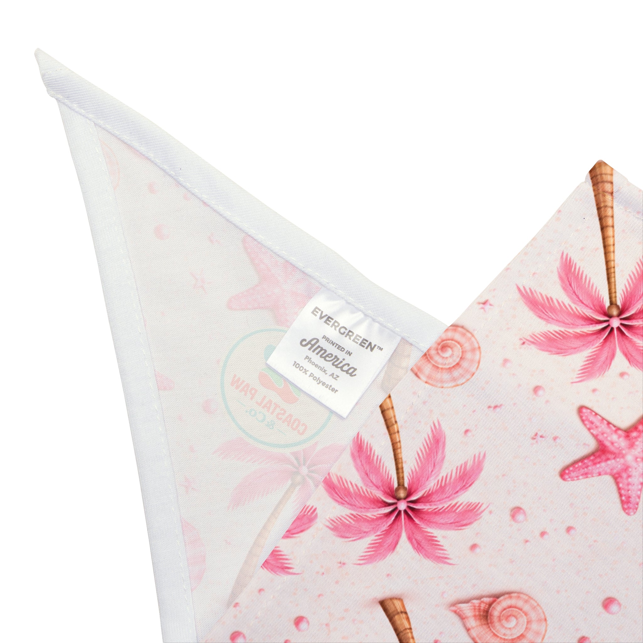 Pink Palm Trees & Seashells Pet Bandana | Beach Starfish Pattern