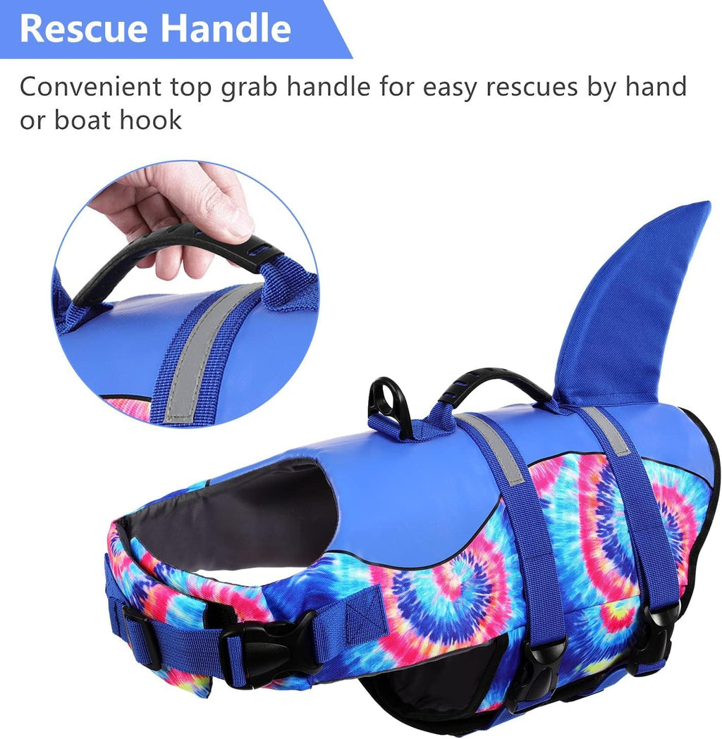 Dog Life Jacket - Pet Safety Vest for Swimming & Boating, Shark Life Jacket with Floatation, Dog Lifesavers  (Blue Bandhnu, XL)