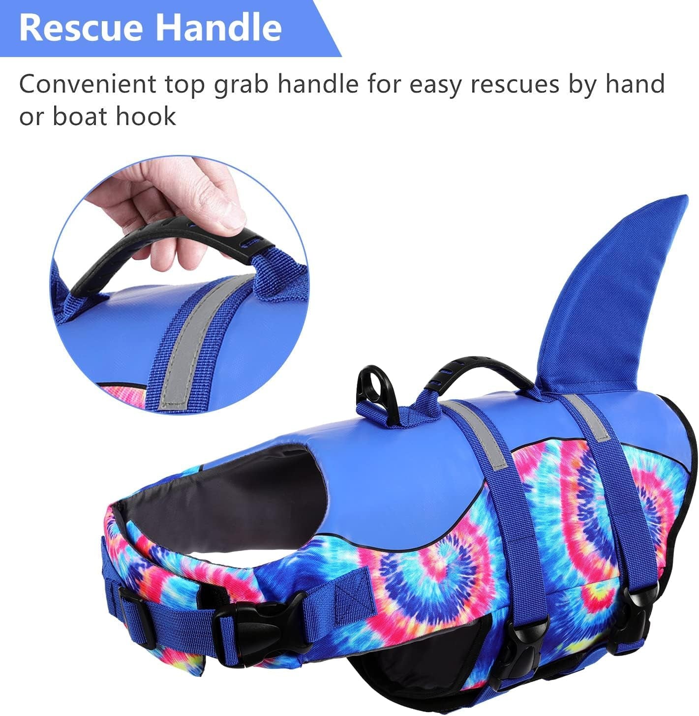 Dog Life Jacket - Pet Safety Vest for Swimming & Boating, Shark Life Jacket with Floatation, Dog Lifesavers  (Blue Bandhnu, XL)
