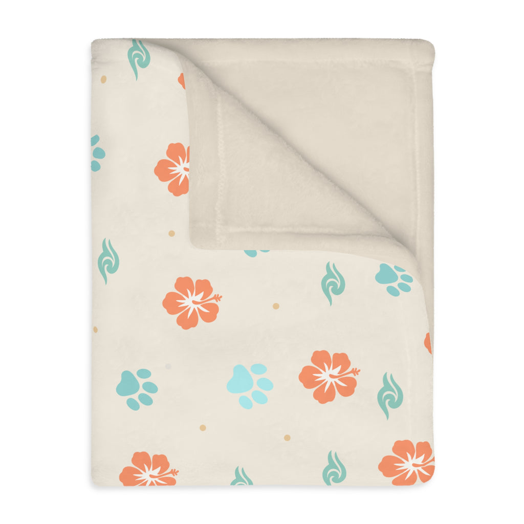 Floral Paw Print Blanket Velveteen Microfiber Blanket | Two-Sided Print