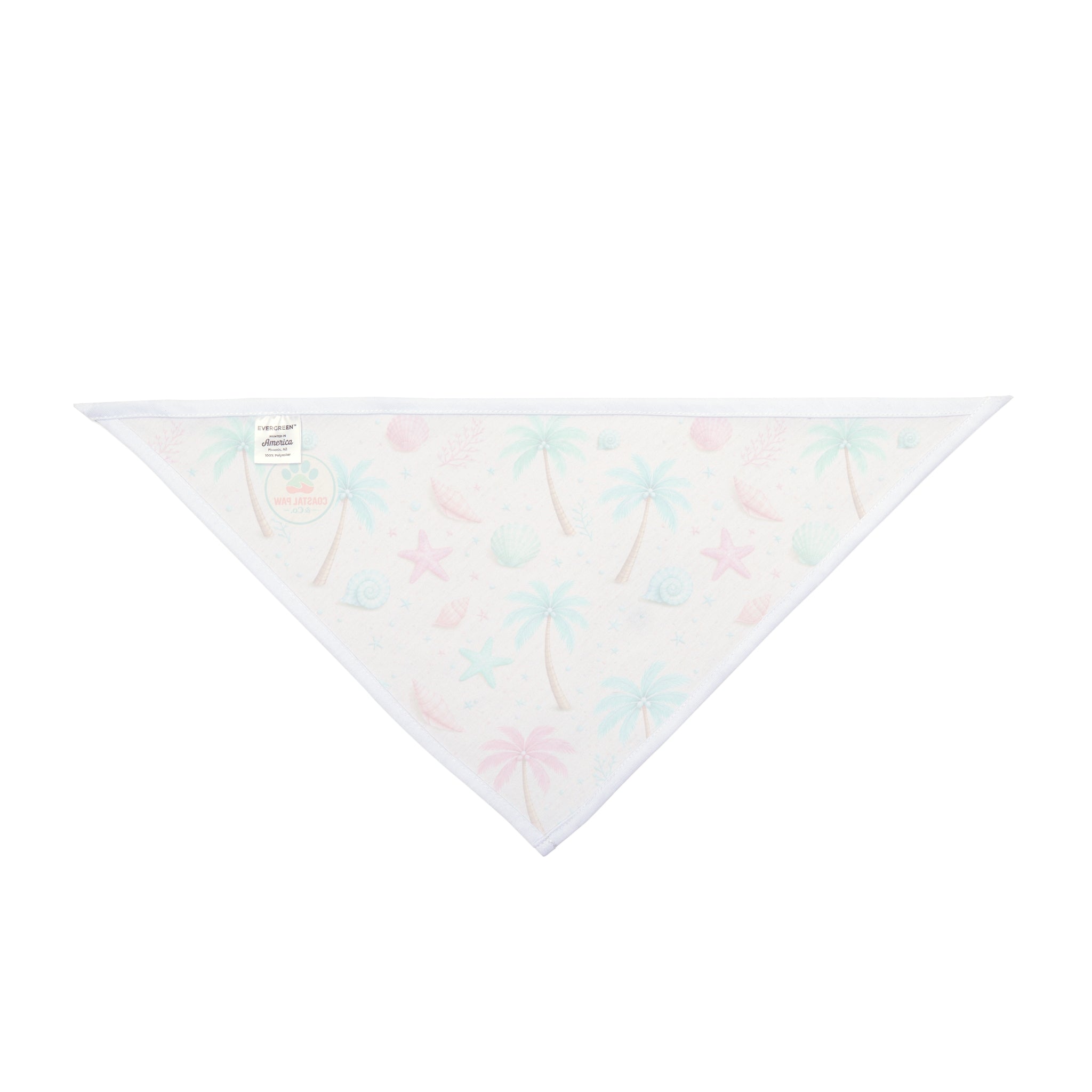 Pastel Beach, Palm Tree, Shells, Pet Bandana | Seashell Starfish Summer Bandana