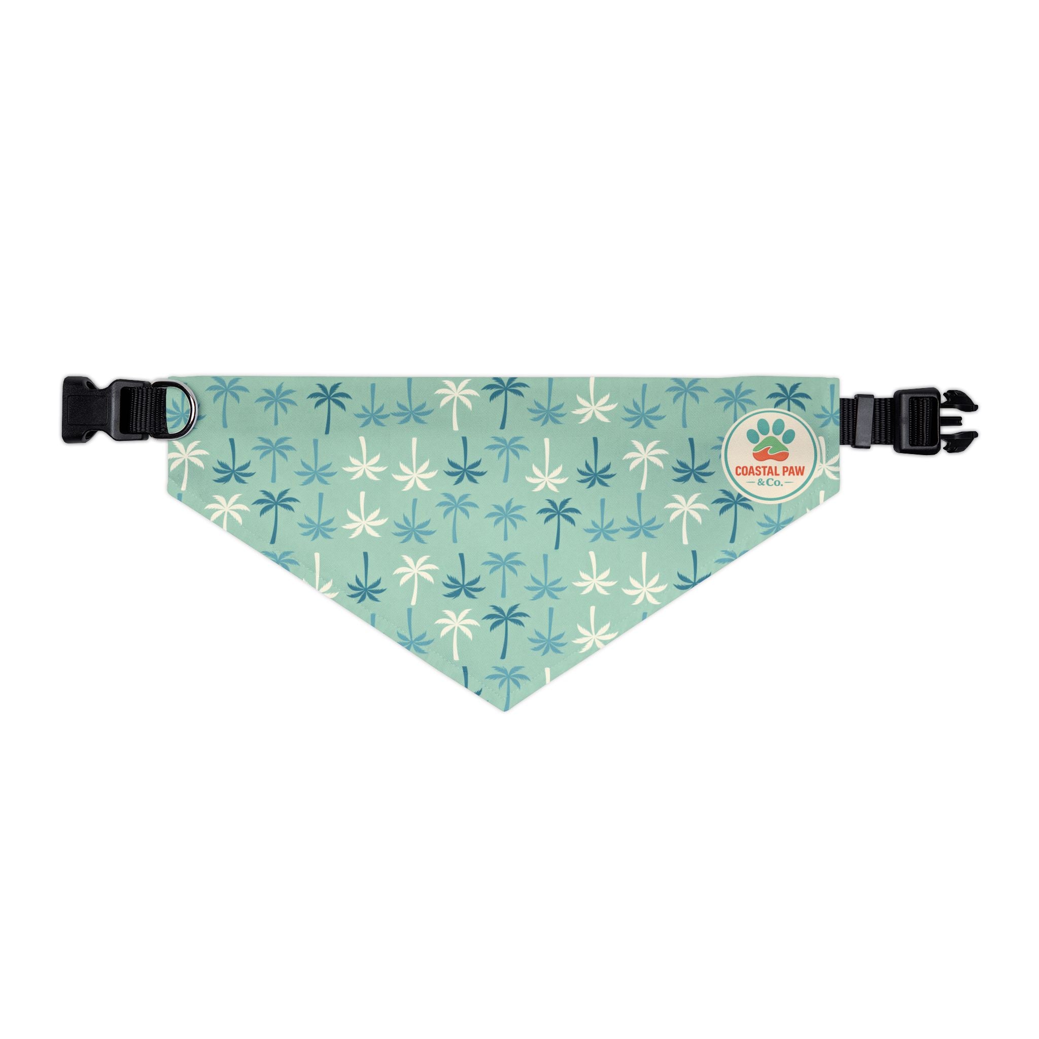 Teal Palm Tree Pattern Pet Bandana Collar | Tropical Dog Bandana