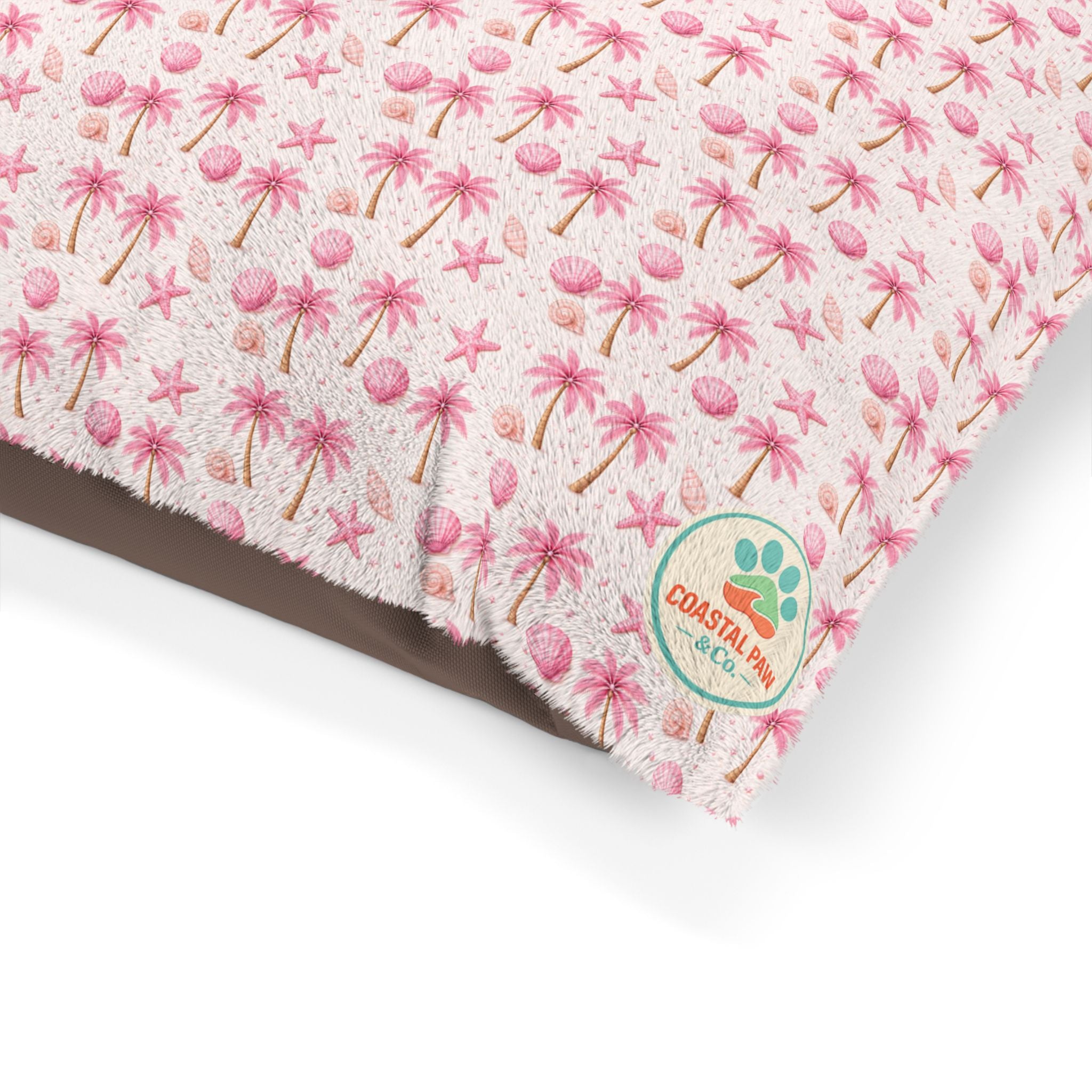 Pink Palm Trees Pattern Pet Bed | Tropical Palm Print Cushion