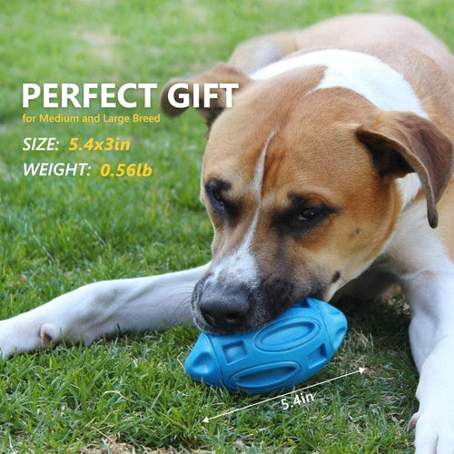 Soft & Durable Rubber Rugby Dog Ball With Squeaker - Coastal Paw & Co