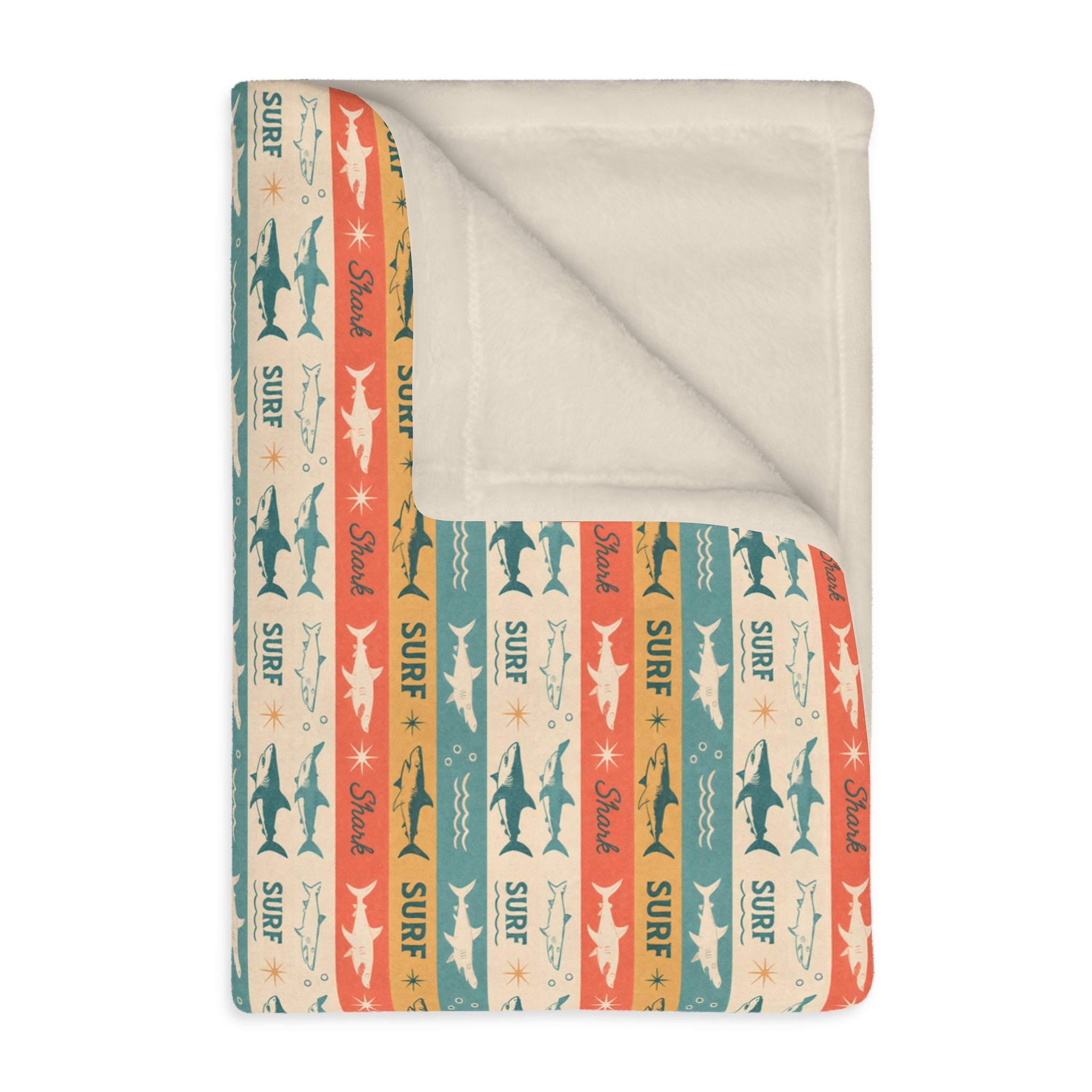 Retro Surf Shark Blanket – Vintage Ocean Pattern Cozy Throw