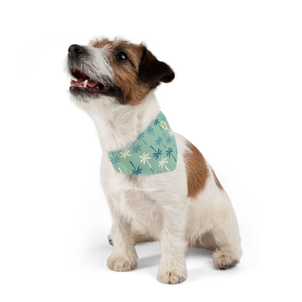 Teal Palm Tree Pattern Pet Bandana Collar | Tropical Dog Bandana
