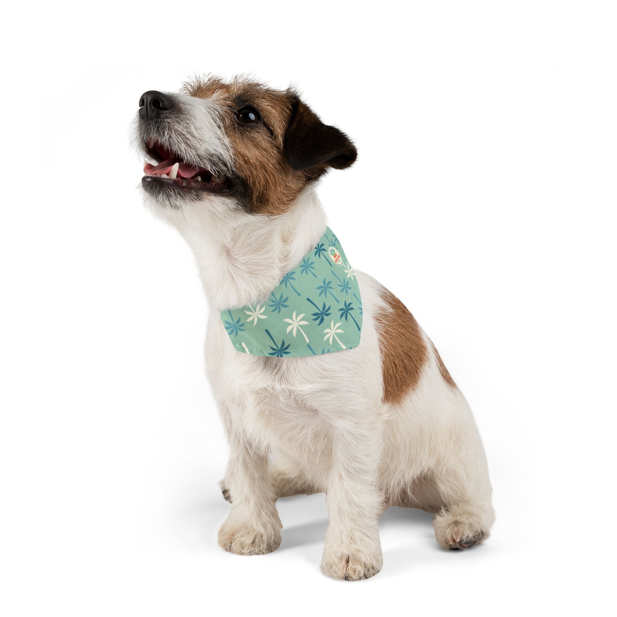 Teal Palm Tree Pattern Pet Bandana Collar | Tropical Dog Bandana