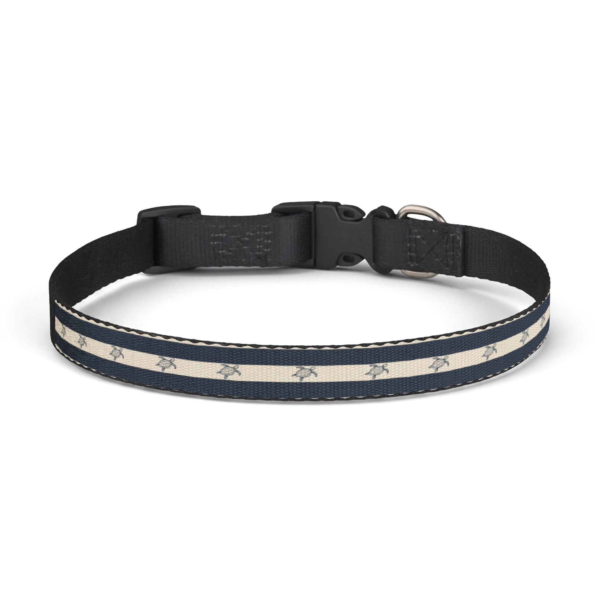 Nautical Turtle Pattern Clip-on Pet Collar | Navy Stripe Collar