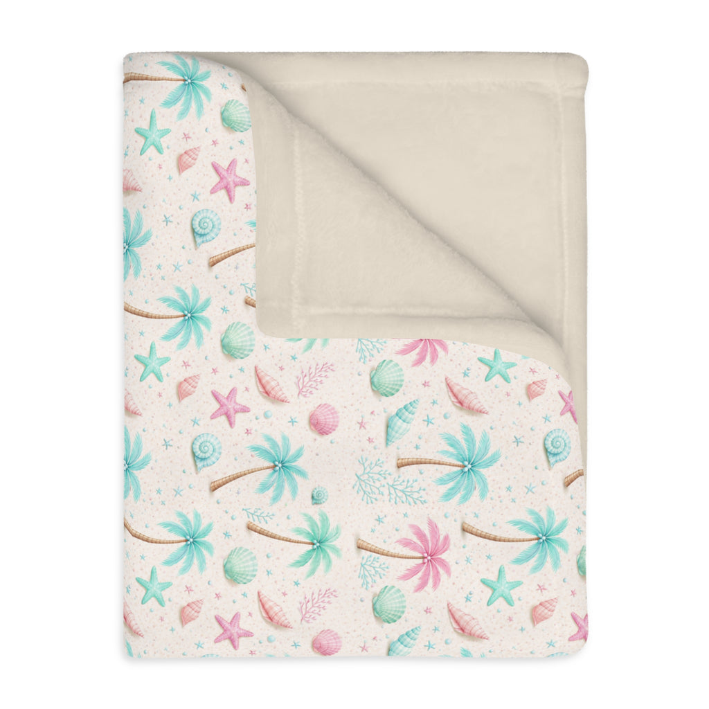 Pastel Palm Trees Blanket | Velveteen Microfiber Throw
