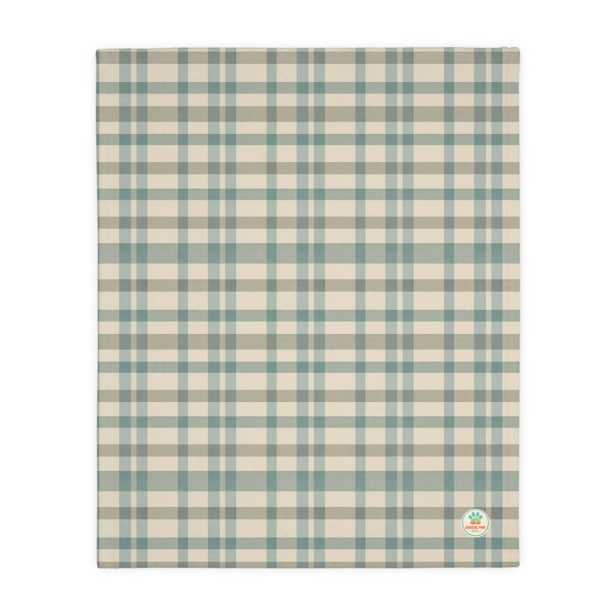 Blue Plaid and Palm Trees Blanket | Reversible Two-Sided Throw