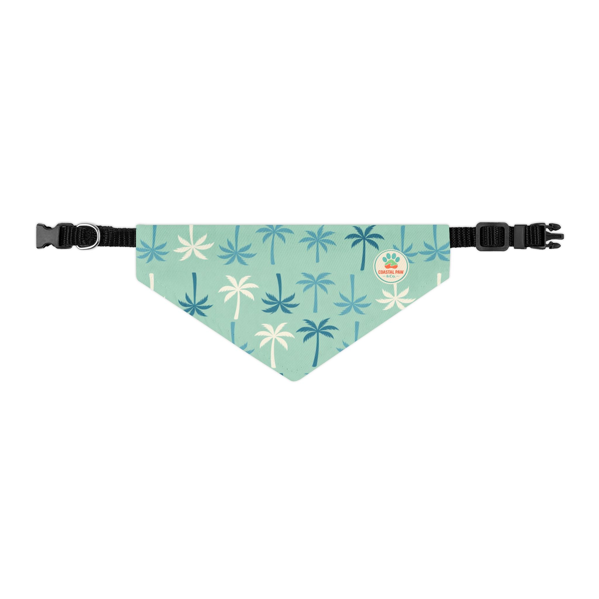Teal Palm Tree Pattern Pet Bandana Collar | Tropical Dog Bandana
