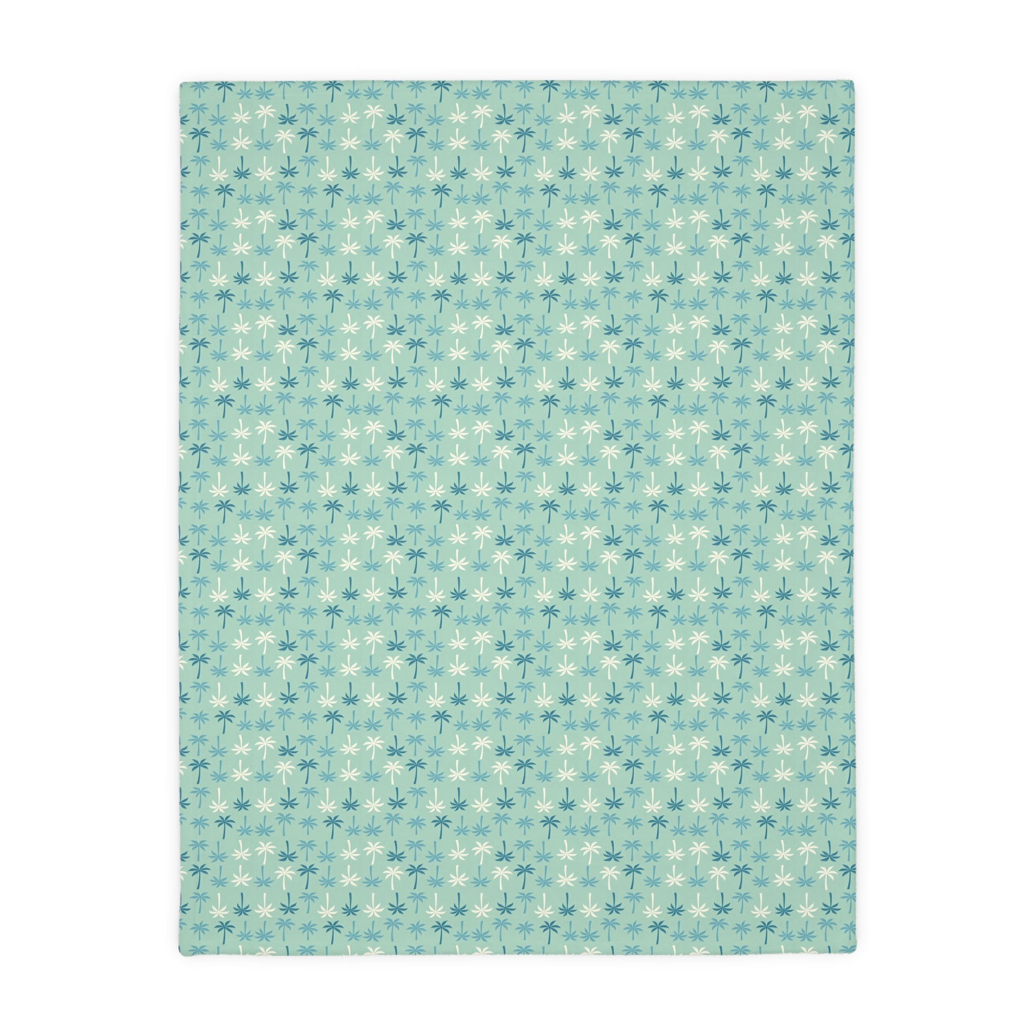 Teal Palm Pattern Blanket | Velveteen Microfiber Two-Sided Throw