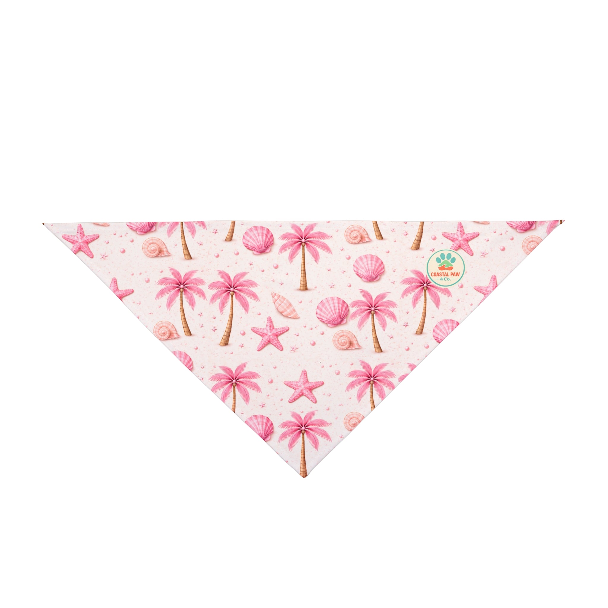 Pink Palm Trees & Seashells Pet Bandana | Beach Starfish Pattern