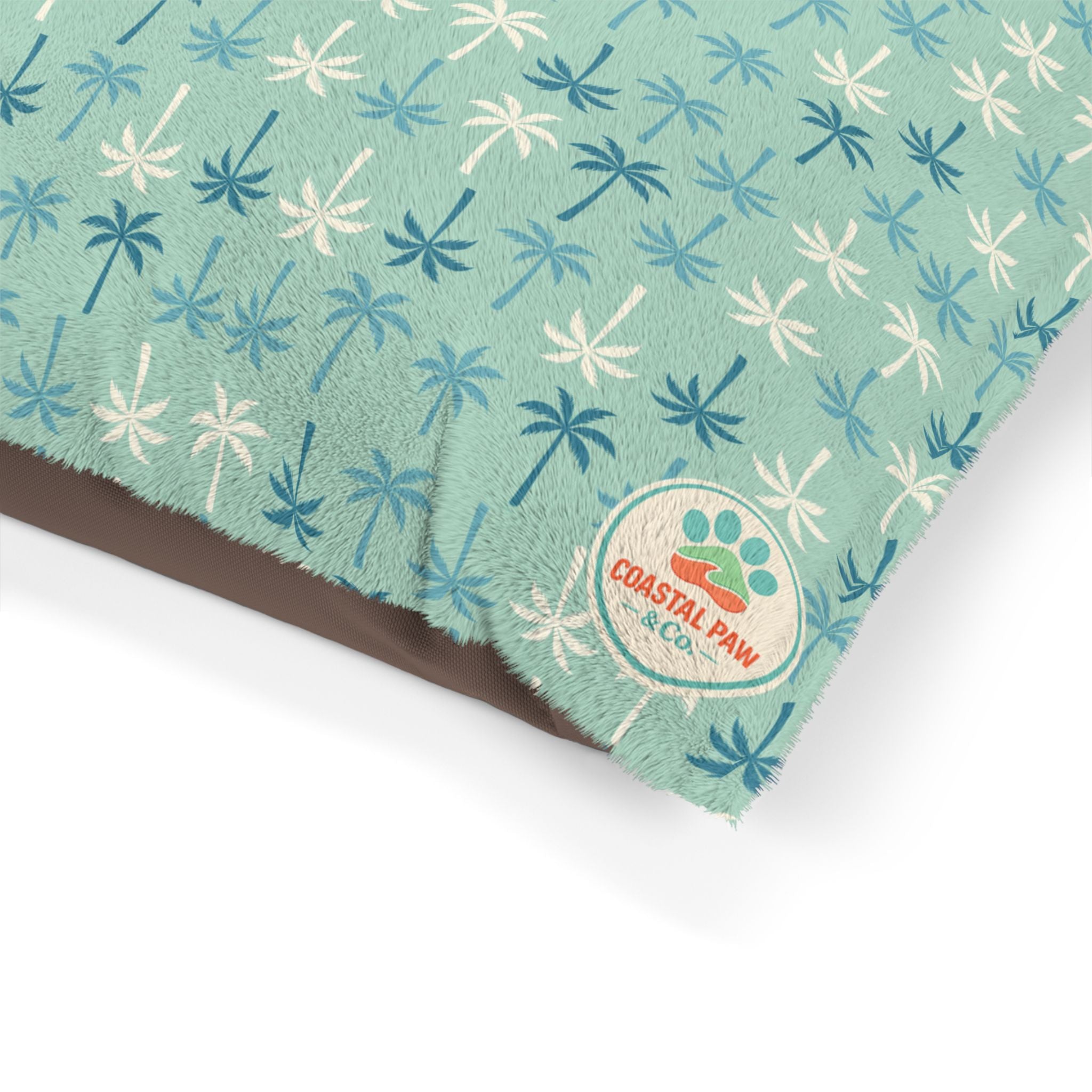 Teal Palm Tree Pet Bed – Soft Fleece Dog & Cat Bed