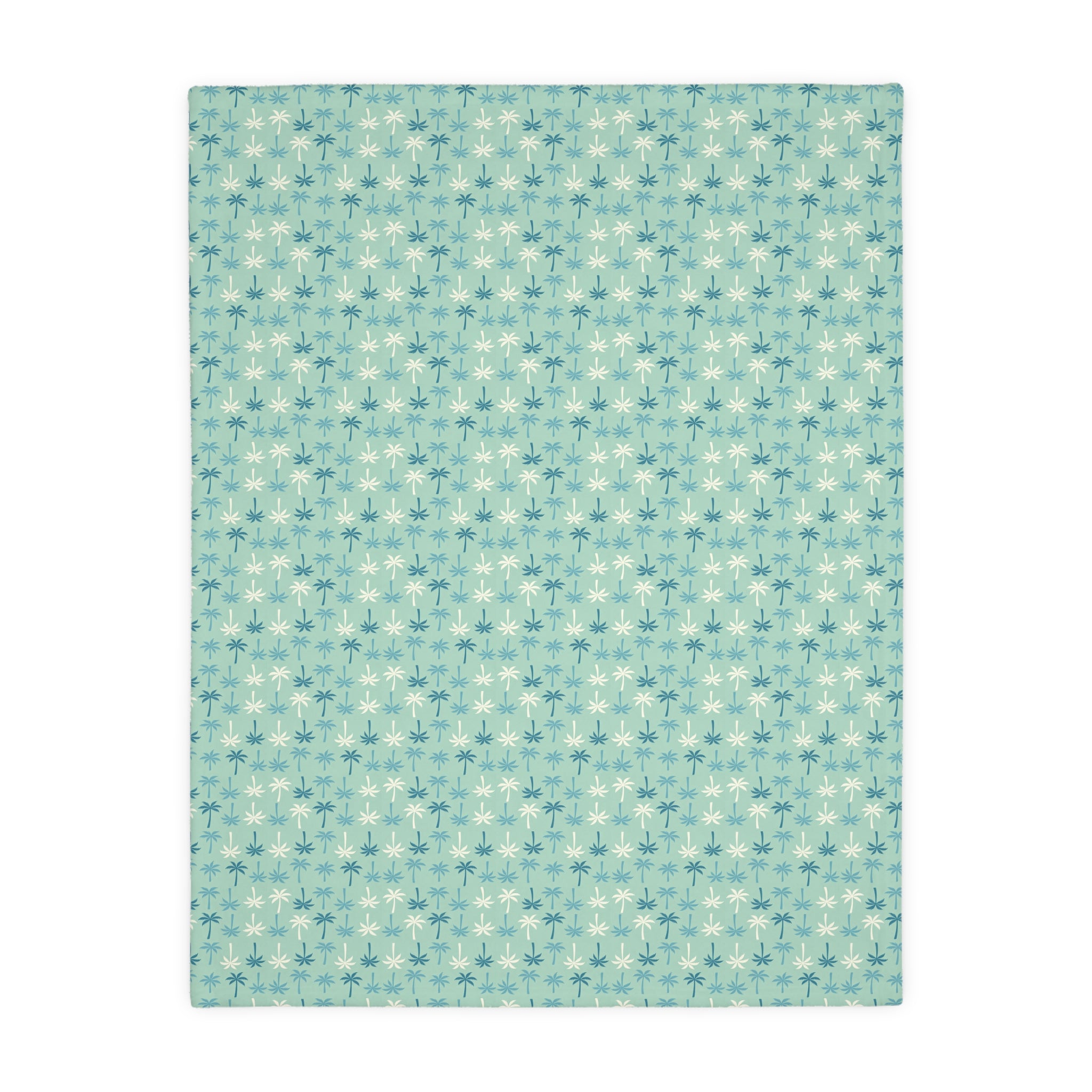 Teal Palm Pattern Blanket | Velveteen Microfiber Two-Sided Throw
