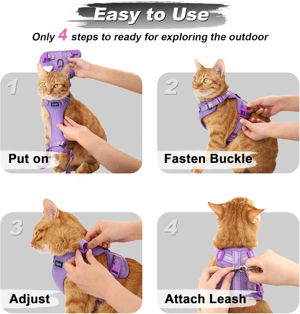 Cat Harness and Leash Set for Small to Large Cats Adjustable Cat Vest Harness with Reflective Trim Universal Cat Leash and Harness for Cats/Puppies