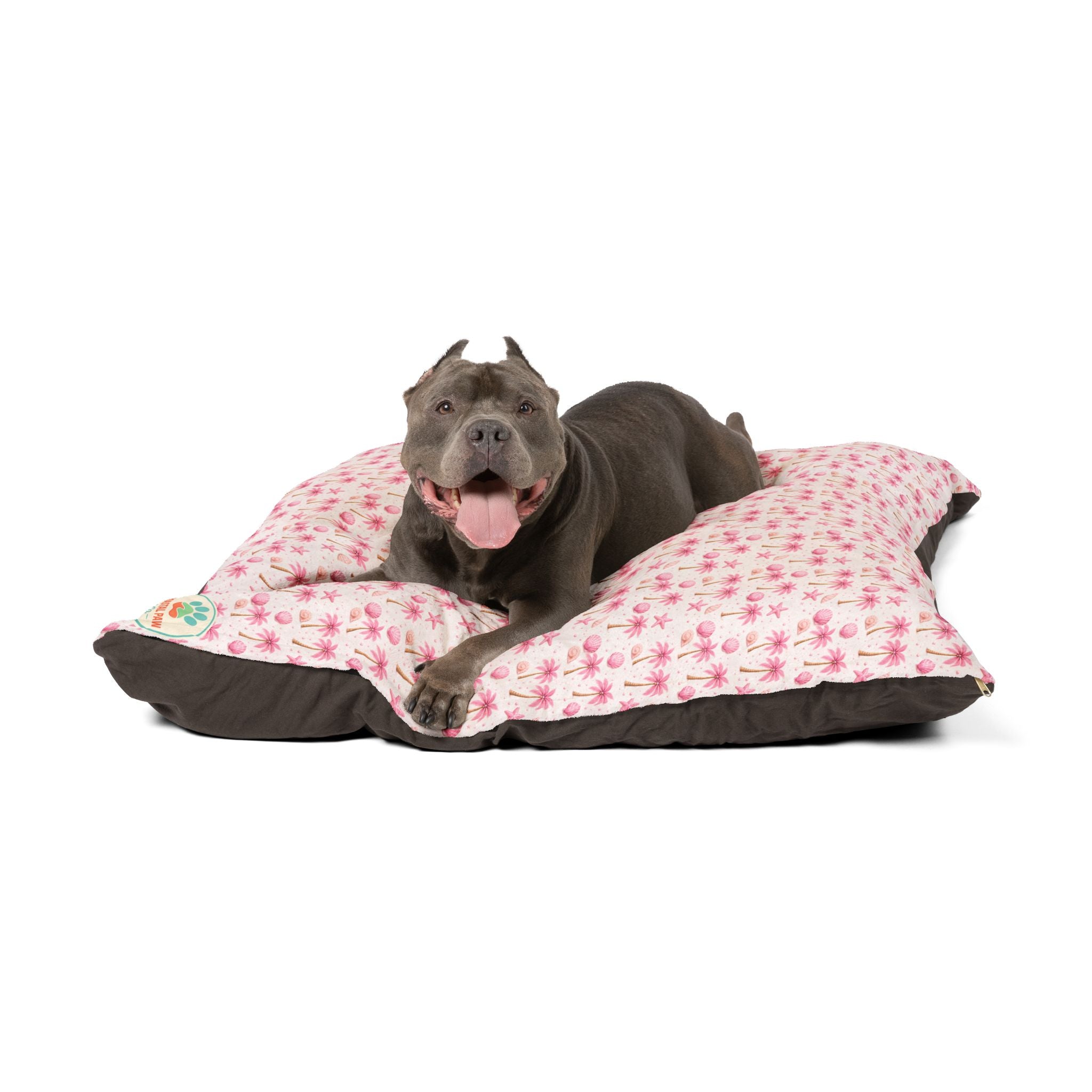 Pink Palm Trees Pattern Pet Bed | Tropical Palm Print Cushion
