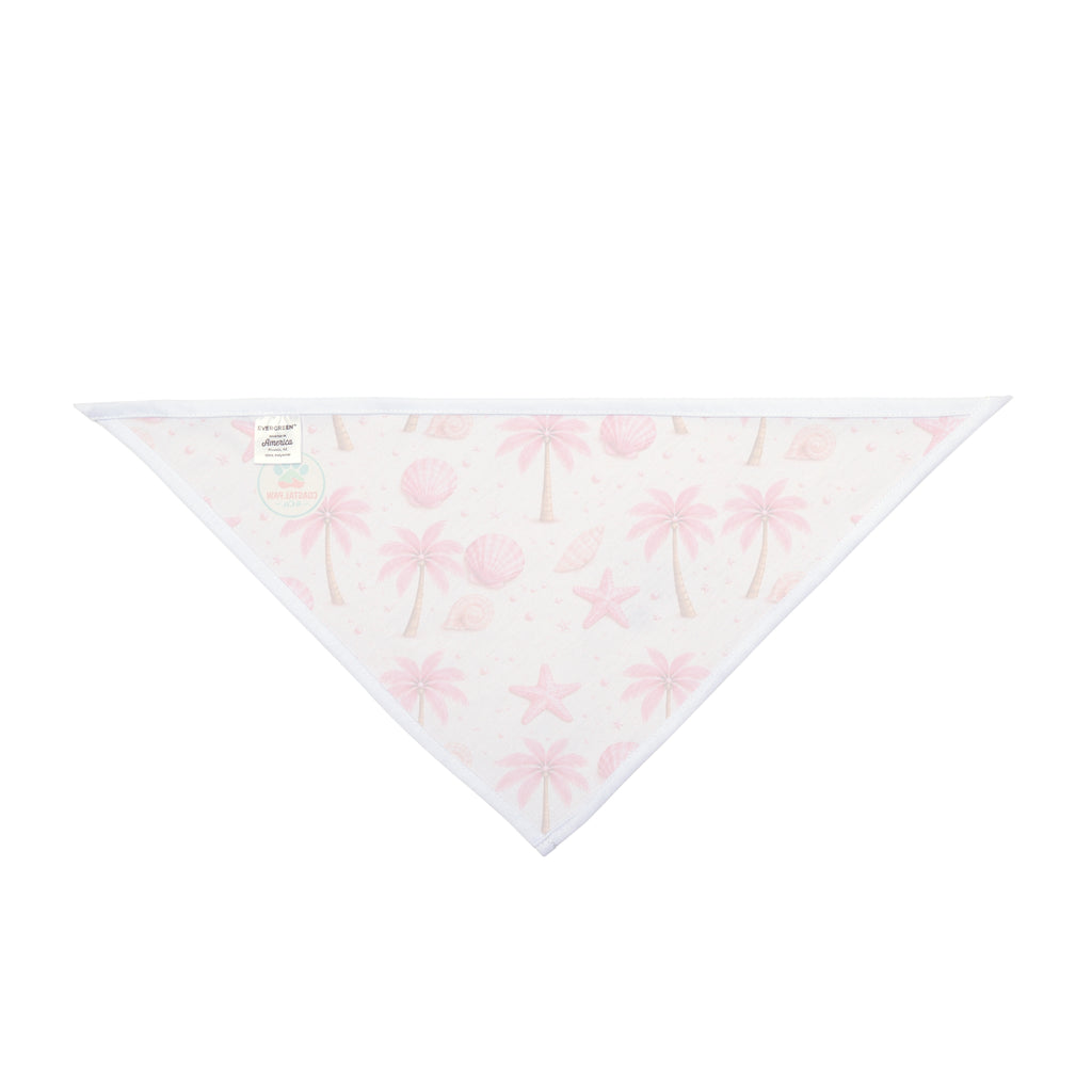 Pink Palm Trees & Seashells Pet Bandana | Beach Starfish Pattern