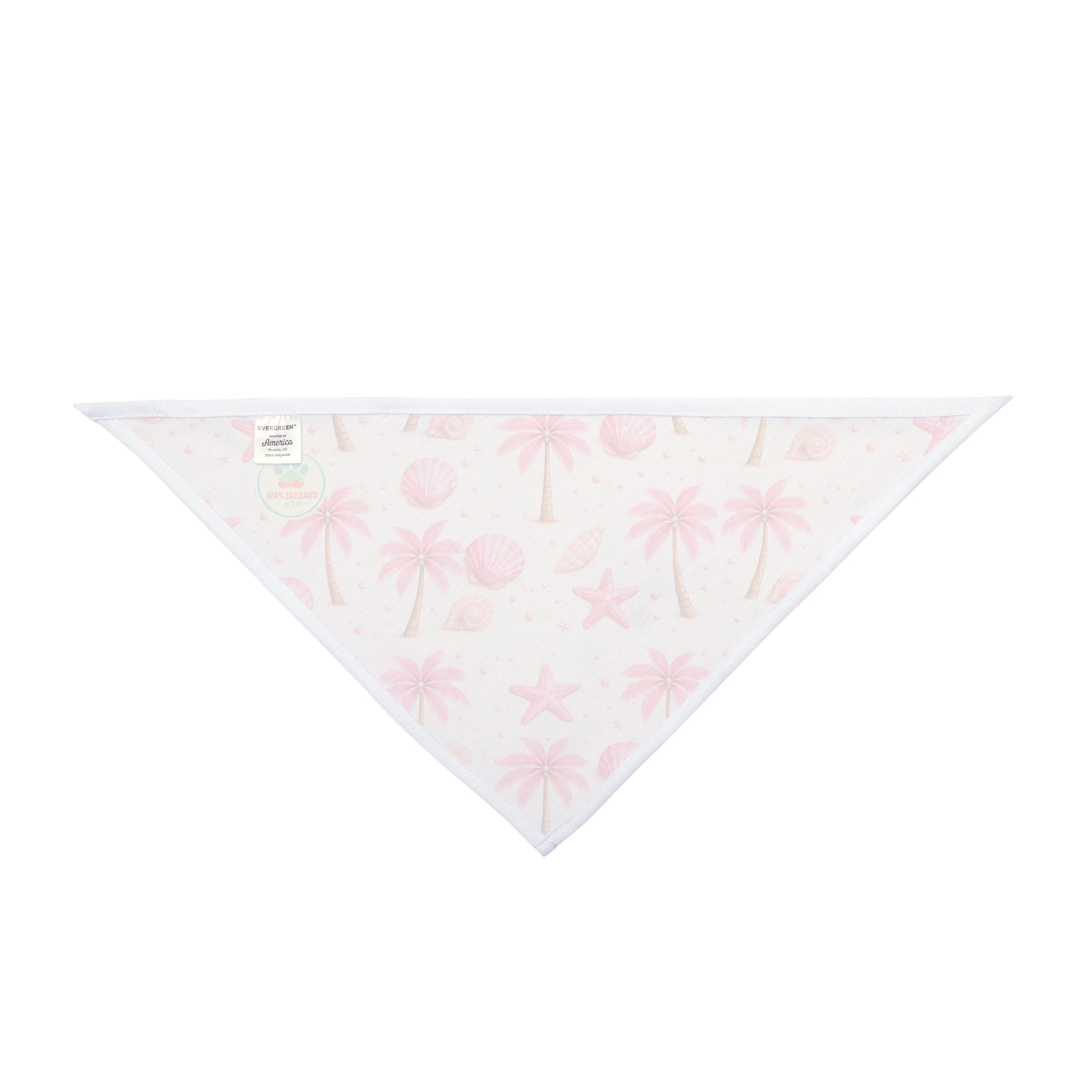 Pink Palm Trees & Seashells Pet Bandana | Beach Starfish Pattern