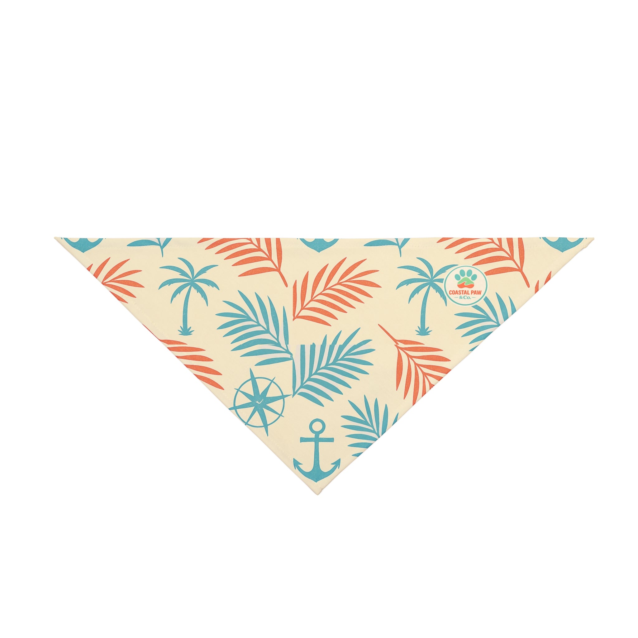 Tropical Palm Anchor Pattern Pet Bandana | Nautical Summer Dog Bandana