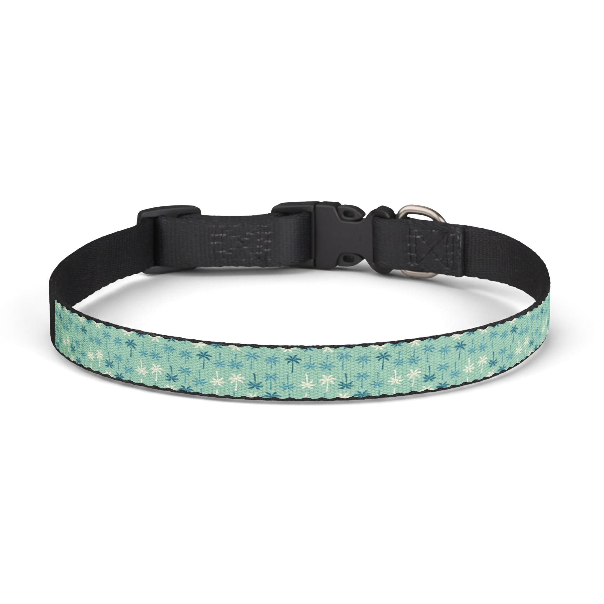 Teal Palm Tree Pattern Clip-on Collar | Teal Pet Collar, Adjustable Dog Cat Collar