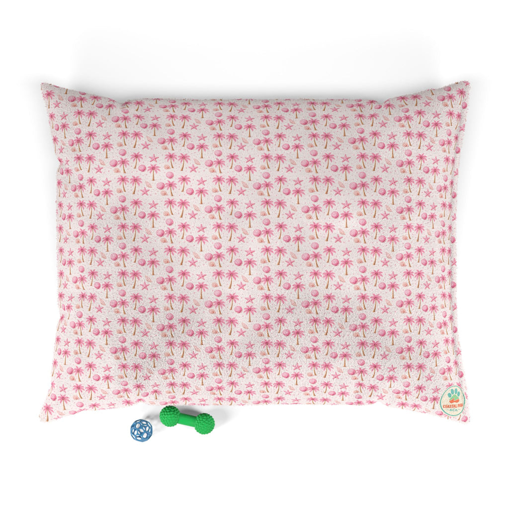 Pink Palm Trees Pattern Pet Bed | Tropical Palm Print Cushion